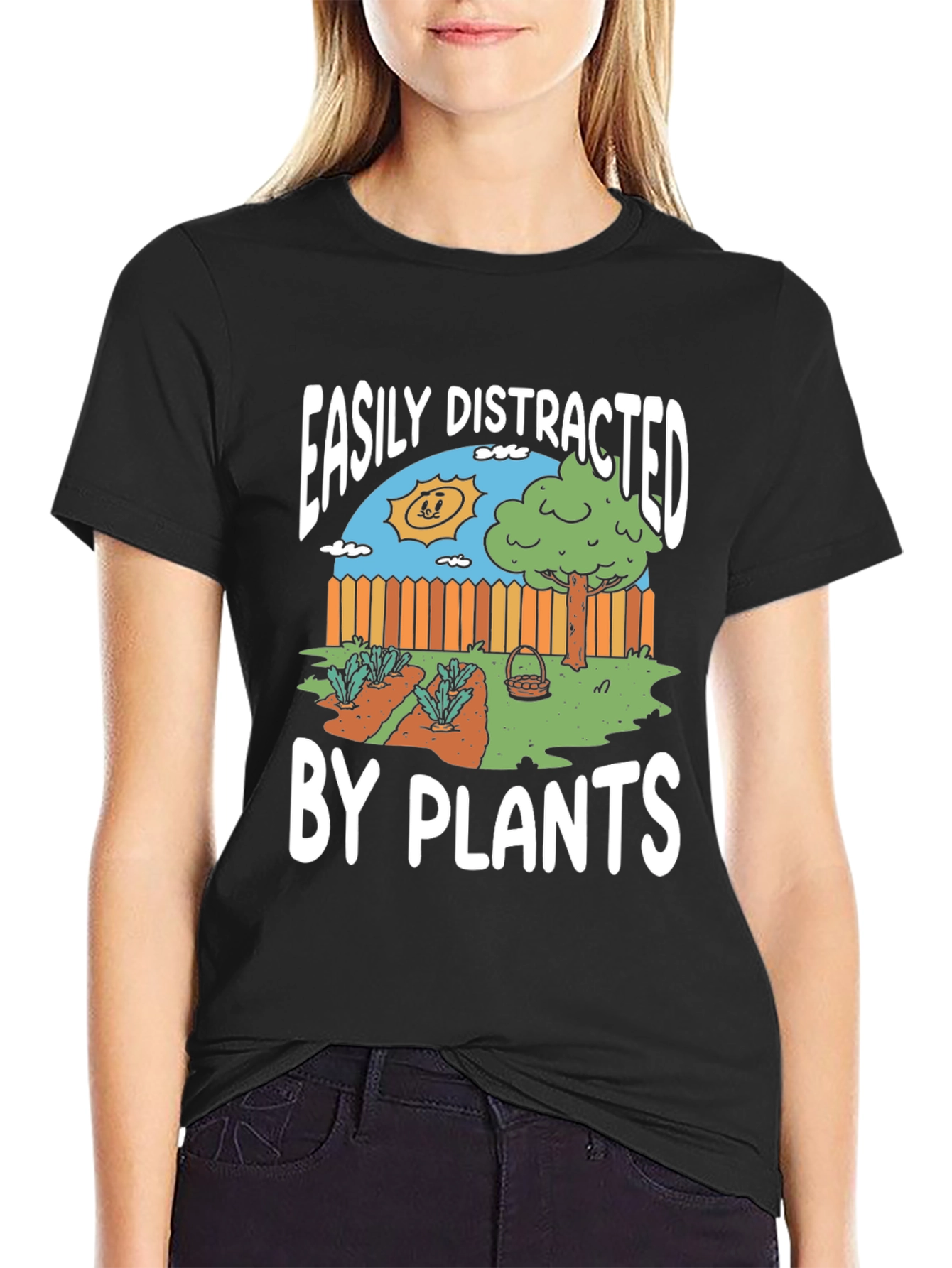 Black Easily Distracted by Plants Graphic Tee view 2