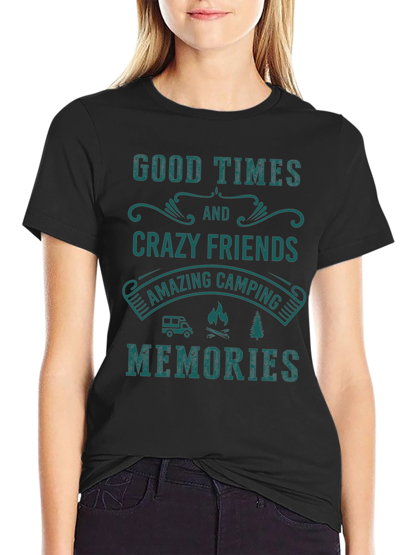 Black Camping Memories Graphic T-Shirt view 2