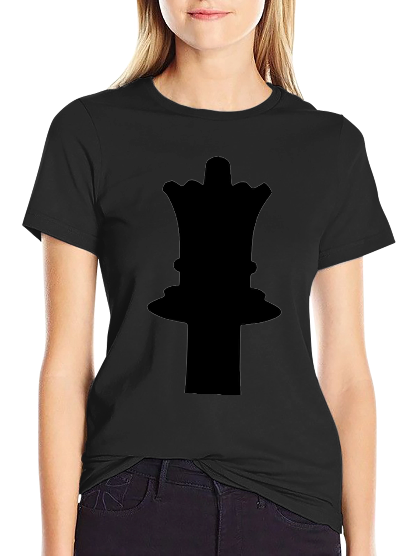 Black Chess Queen Graphic Tee - Black Cotton T-Shirt view 2