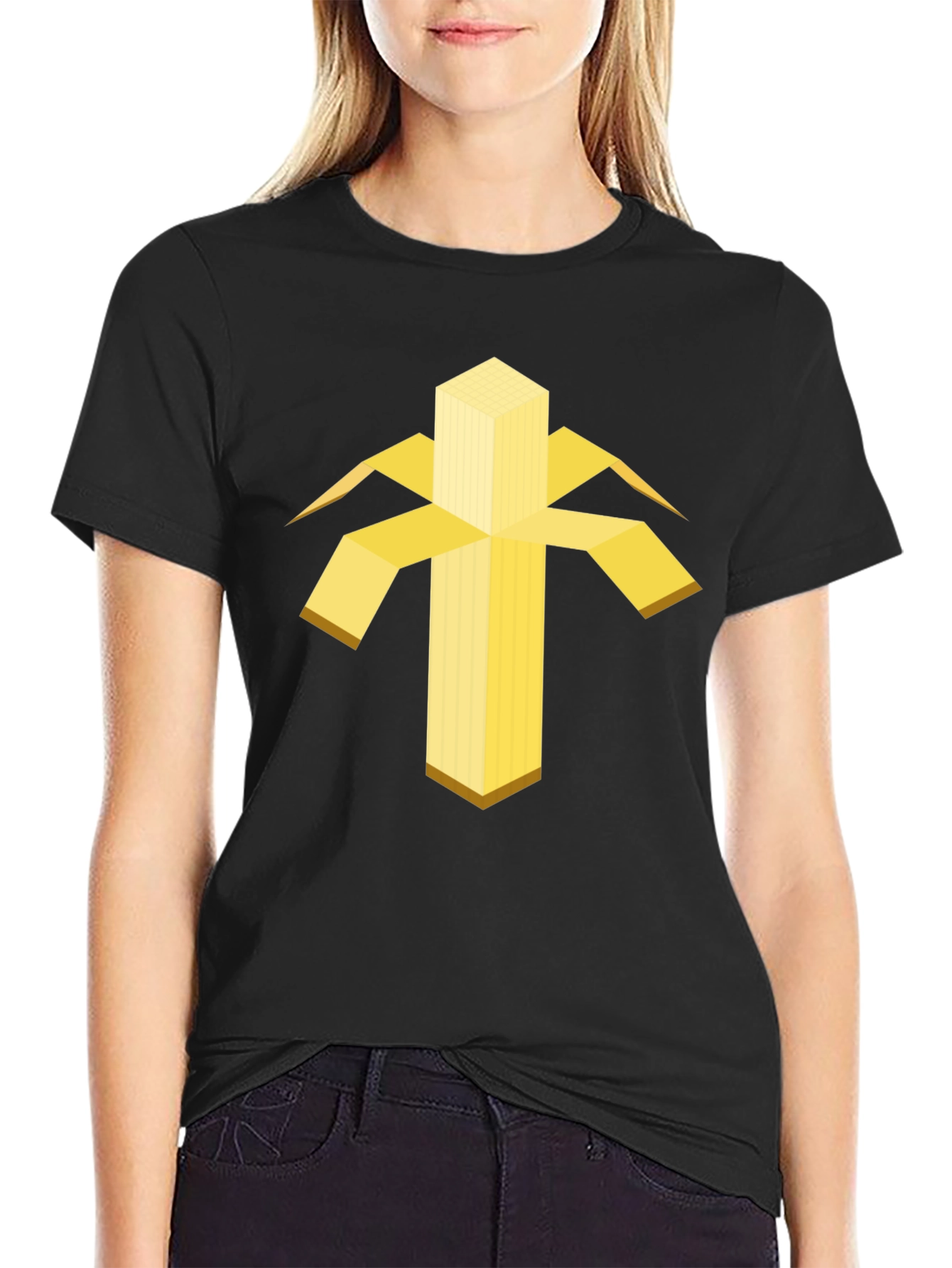 Black Geometric Banana Graphic Tee view 2