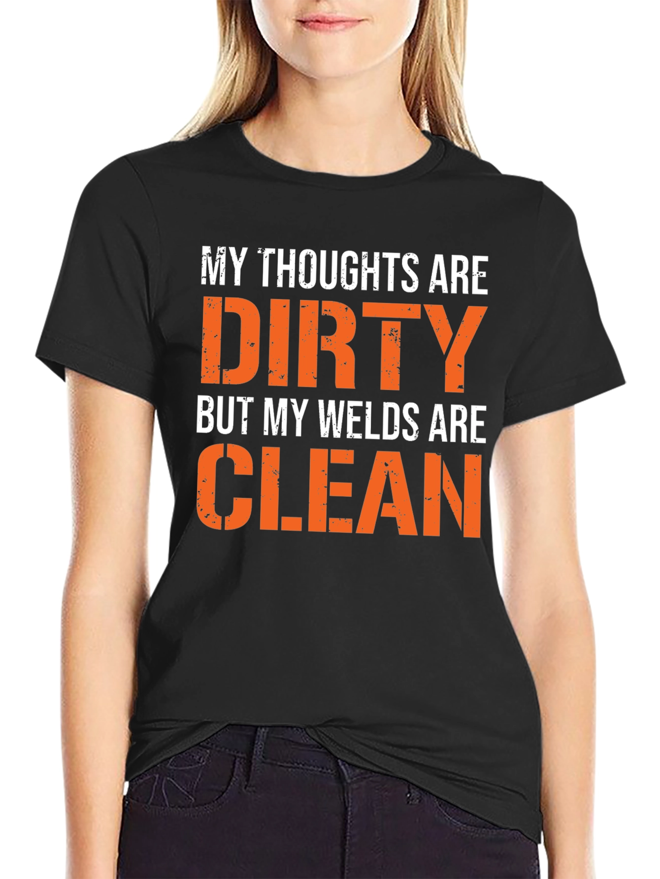 Black Dirty Thoughts, Clean Welds Graphic Tee view 2