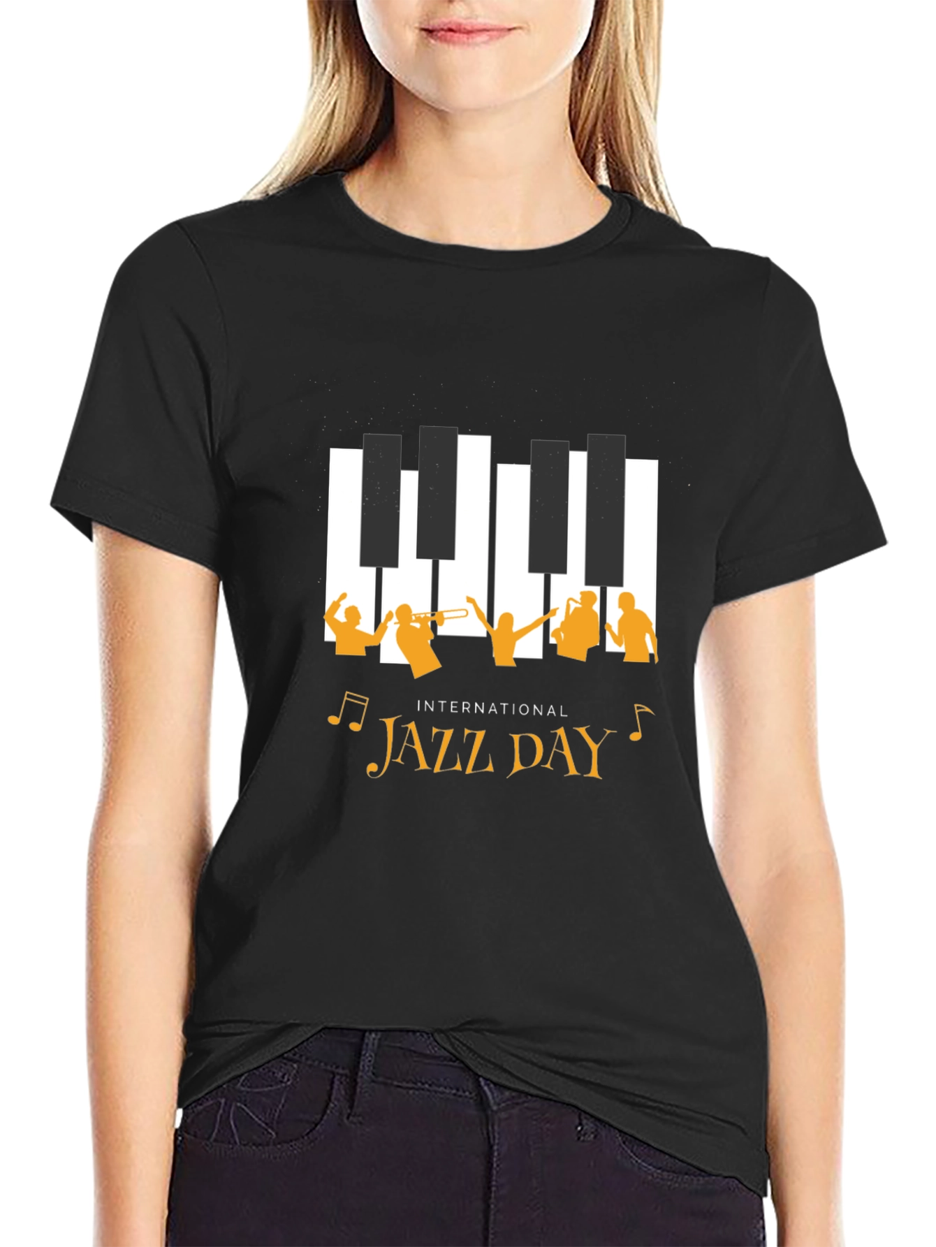 Black International Jazz Day Black T-Shirt view 2