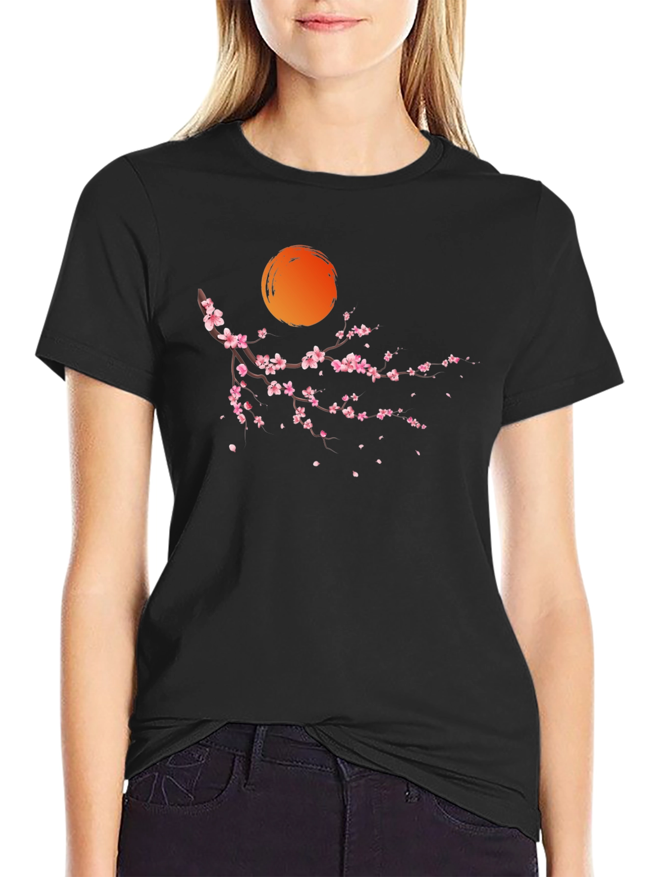 Black Cherry Blossom Graphic Tee - Men's Black T-Shirt view 2