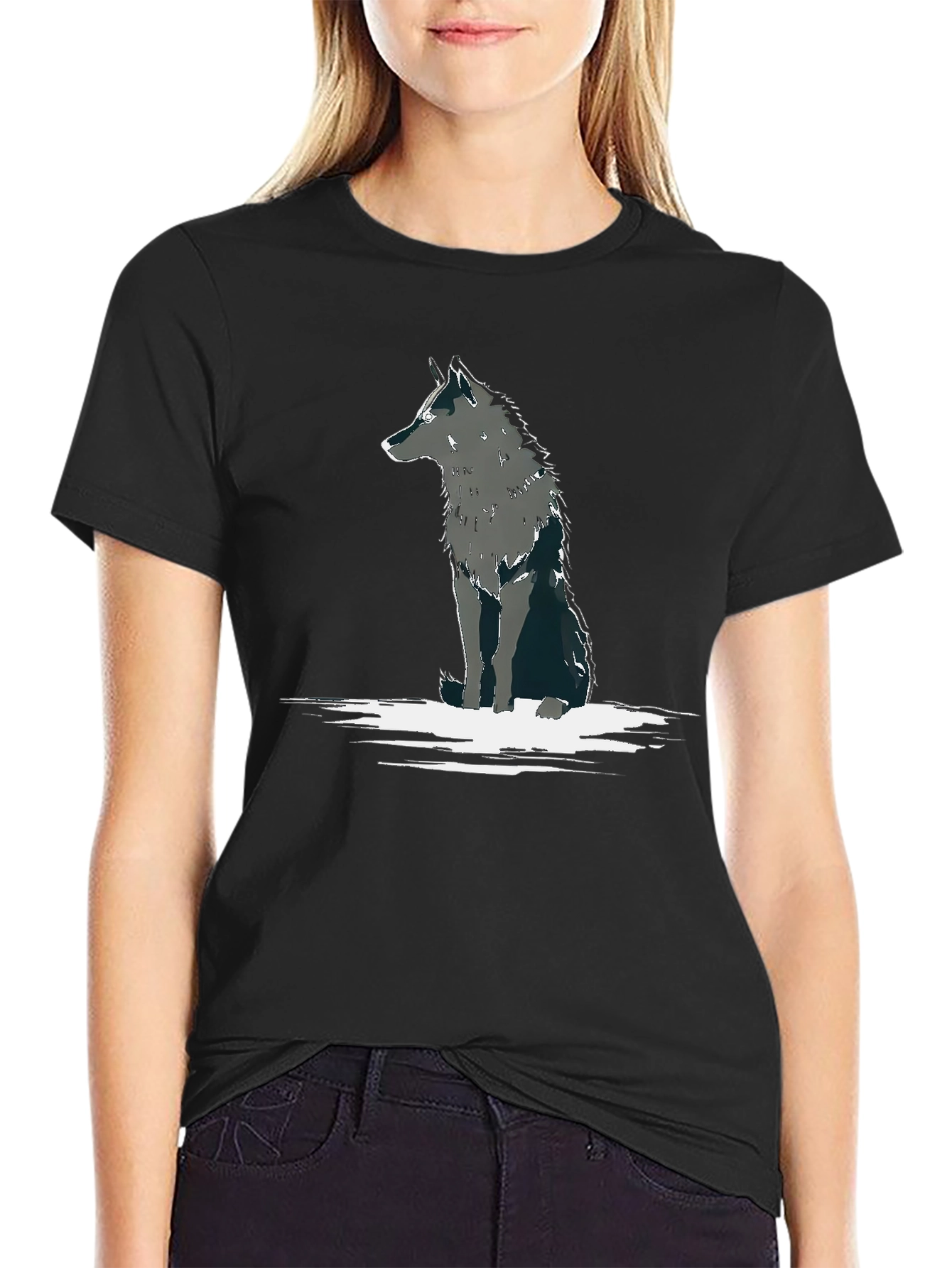 Black Wolf Graphic Tee - Black Cotton Blend view 2