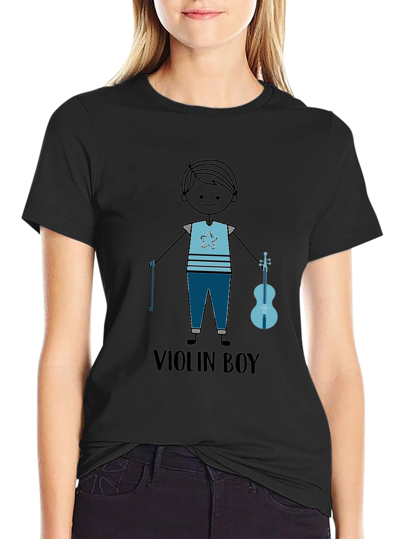 Black Violin Boy Graphic T-Shirt - Musician Tee view 2