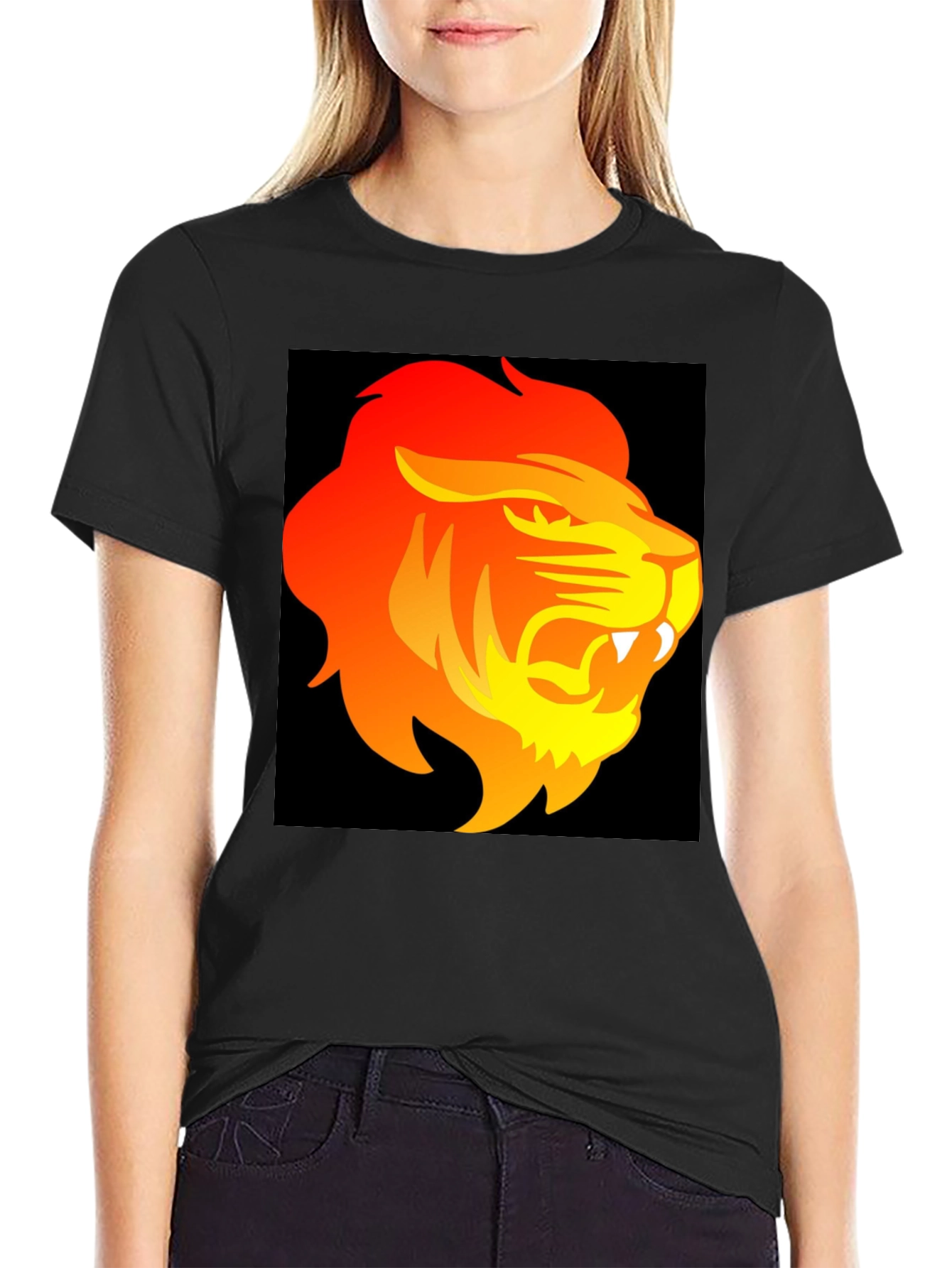 Black Lion Graphic Tee - Fierce Style Black T-Shirt view 2