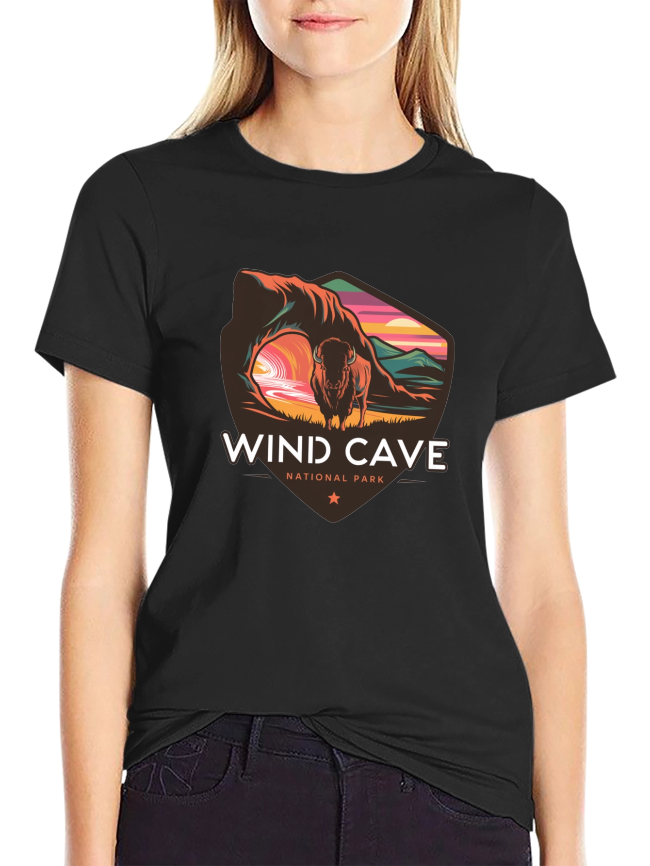 Black Wind Cave National Park Black T-Shirt view 2