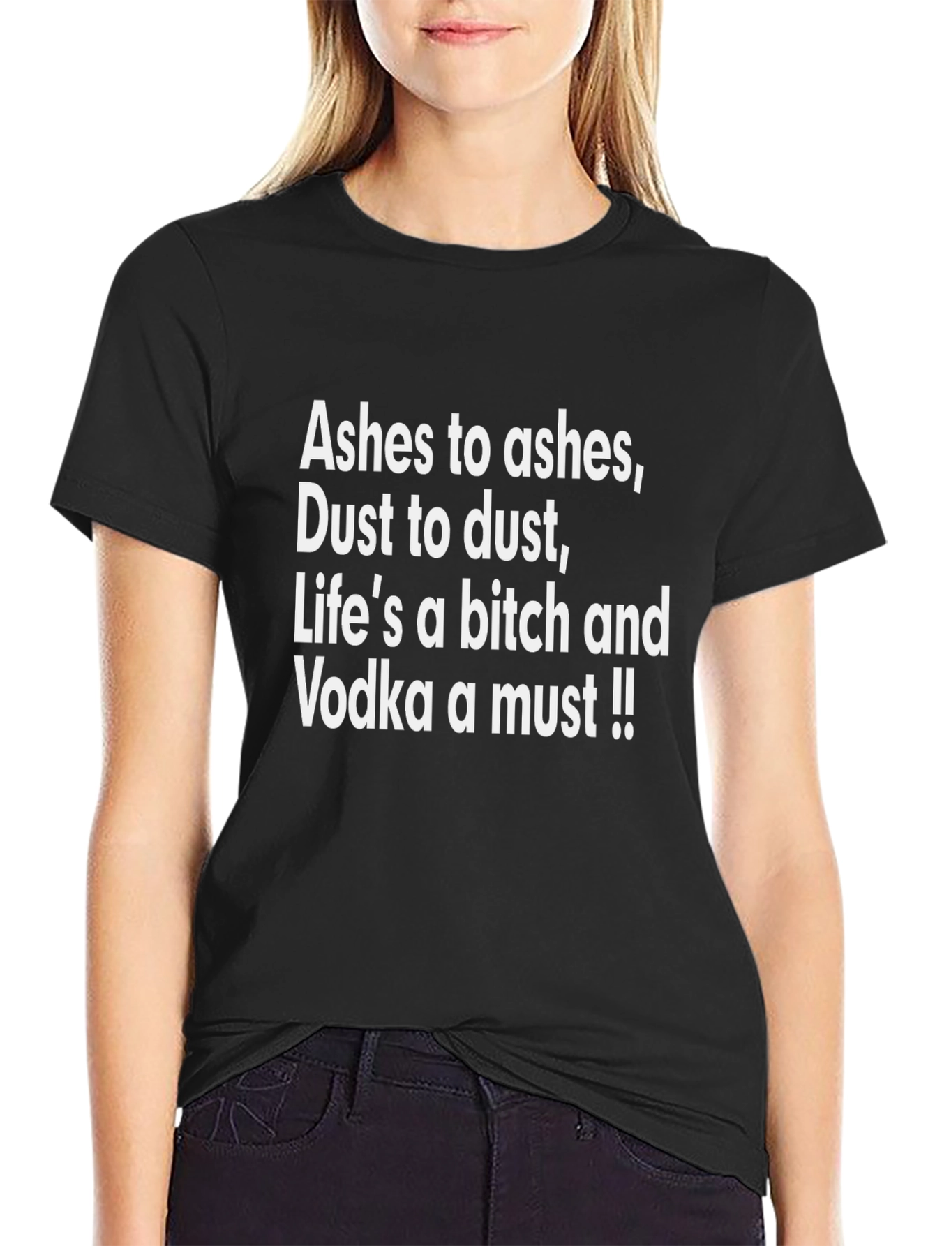 Black Ashes to Ashes Funny Graphic T-Shirt view 2