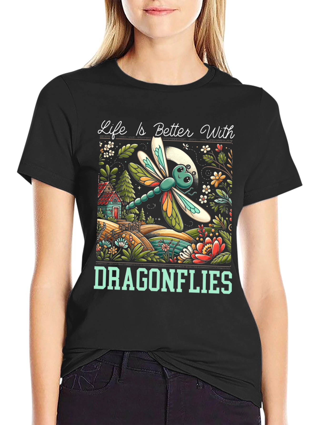 Black Life is Better With Dragonflies T-Shirt view 2