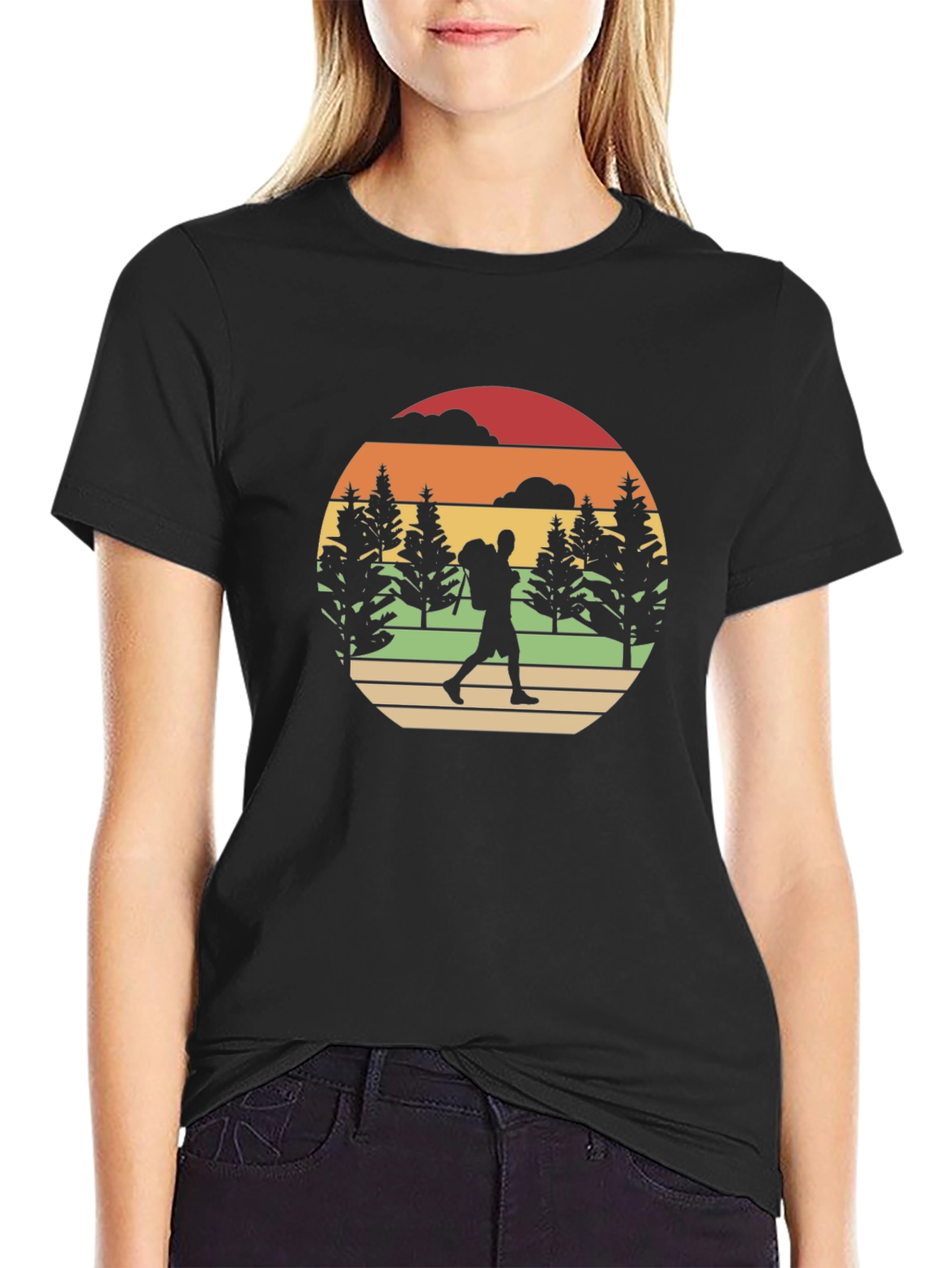 Black Retro Hiker Graphic T-Shirt view 2