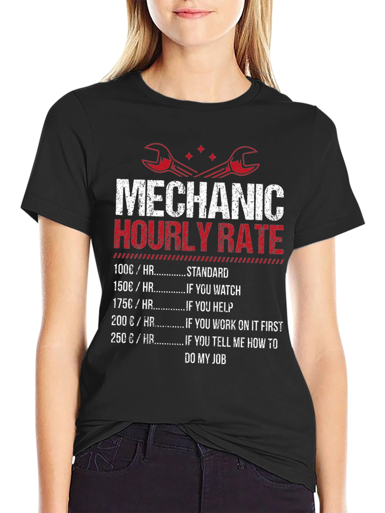 Black Mechanic Hourly Rate Black T-Shirt view 2