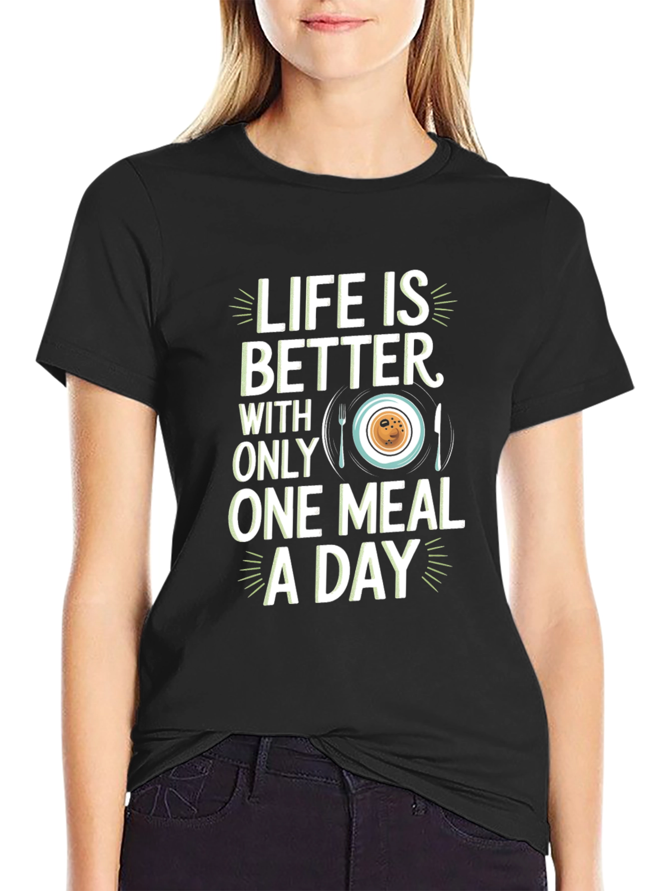 Black Life Is Better One Meal A Day Graphic Tee view 2