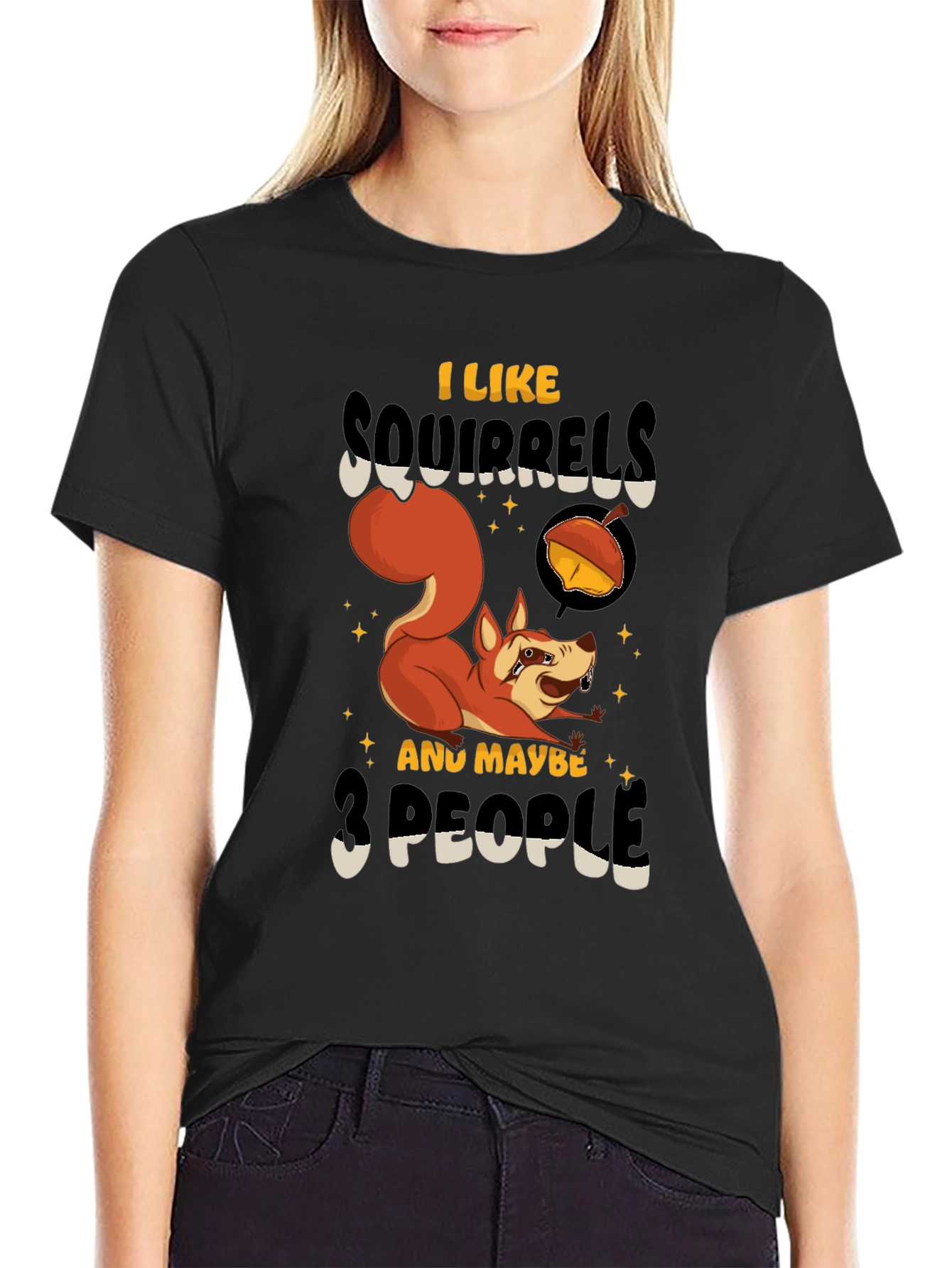 Black Squirrel Lover Graphic T-Shirt view 2