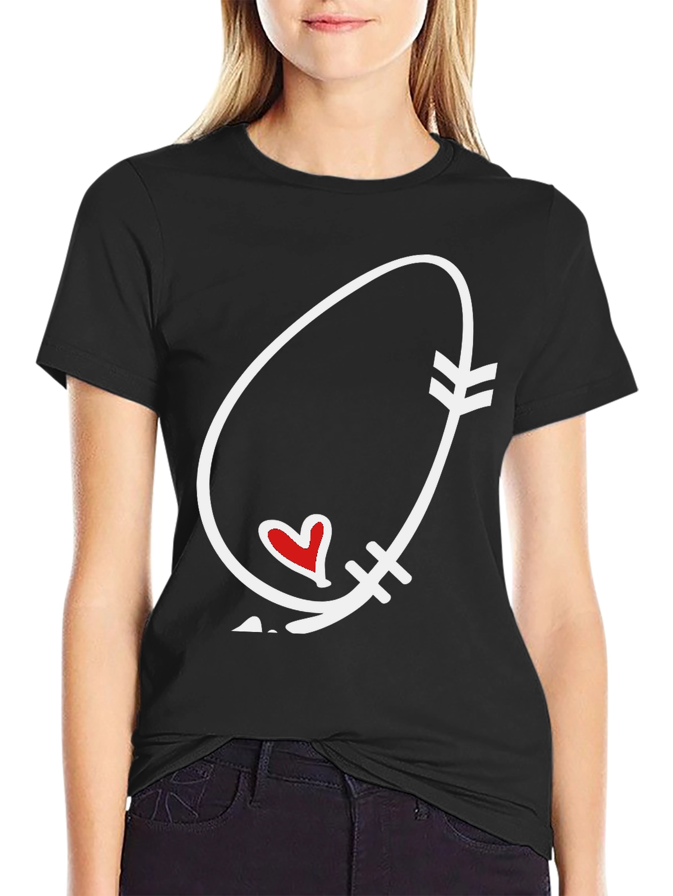 Black Arrow Heart Graphic Tee - Black Unisex view 2
