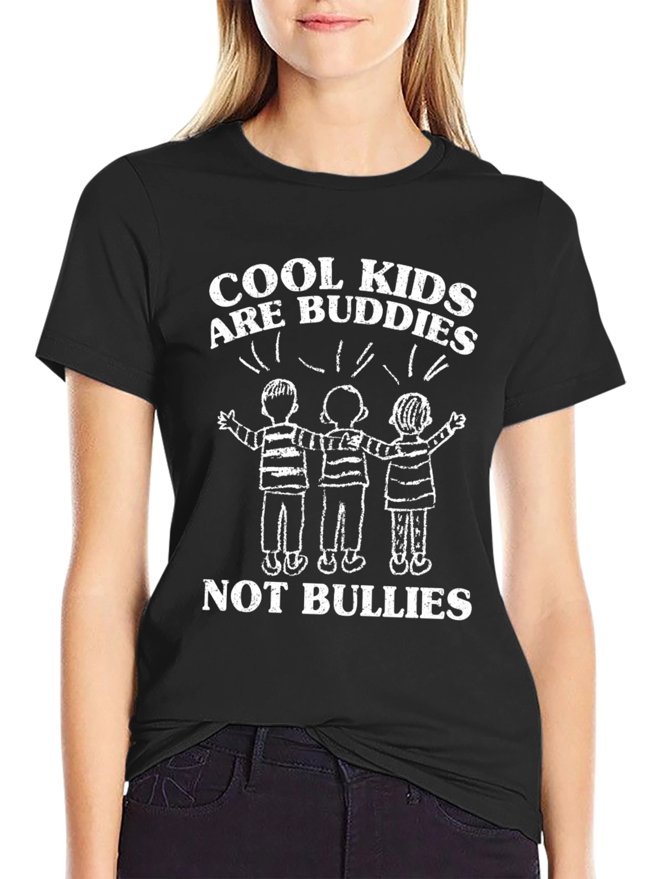 Black Cool Kids Are Buddies Black Graphic Tee view 2