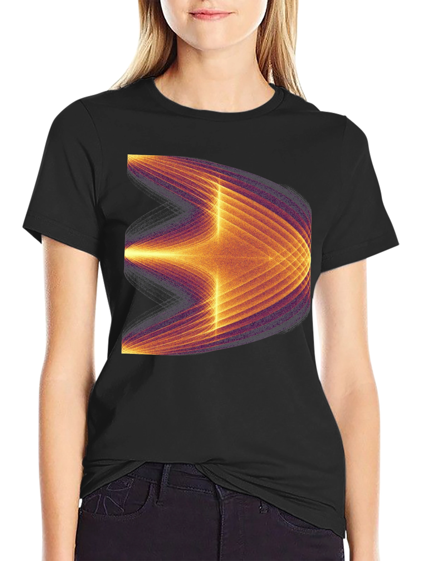 Black Abstract Graphic Tee - Modern Black T-Shirt view 2