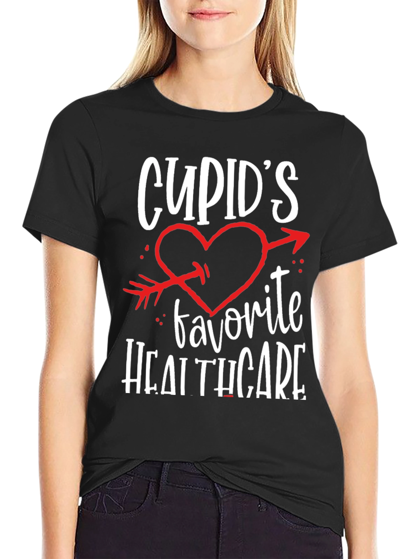 Black Cupid's Favorite Healthcare Black T-Shirt view 2