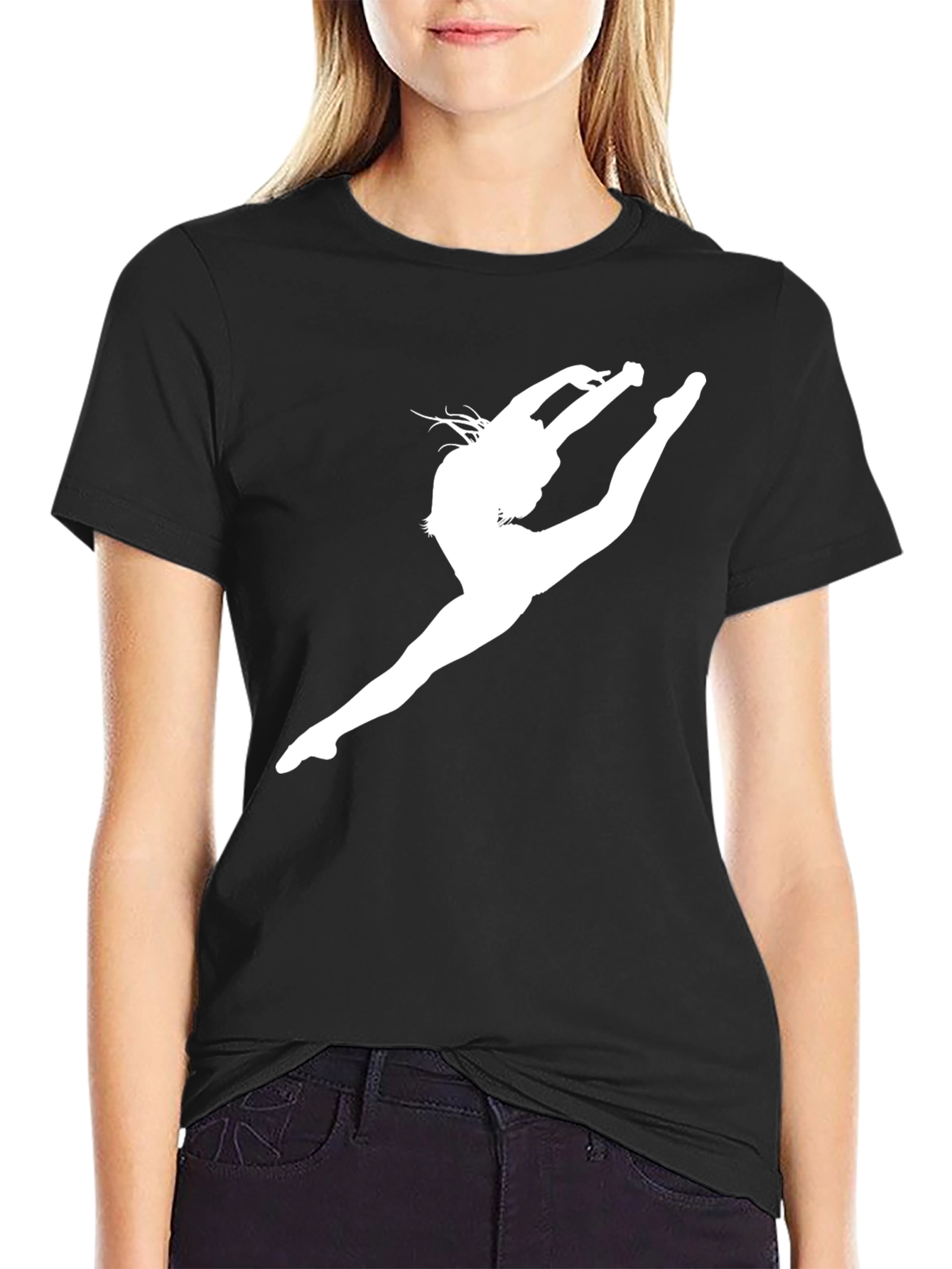 Black Gymnast Silhouette Black T-Shirt view 2