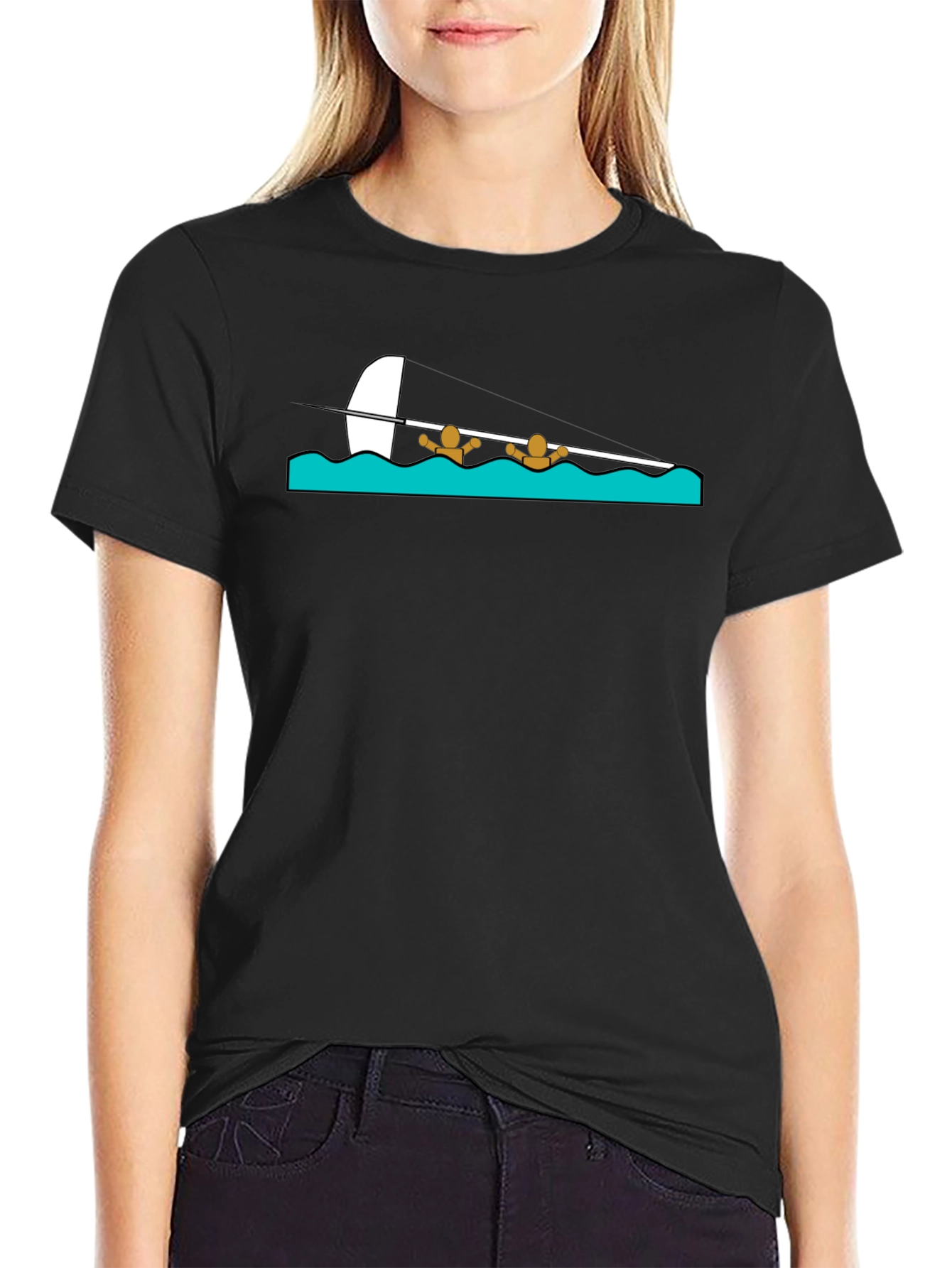Black Black T-Shirt with Rowing Graphic view 2