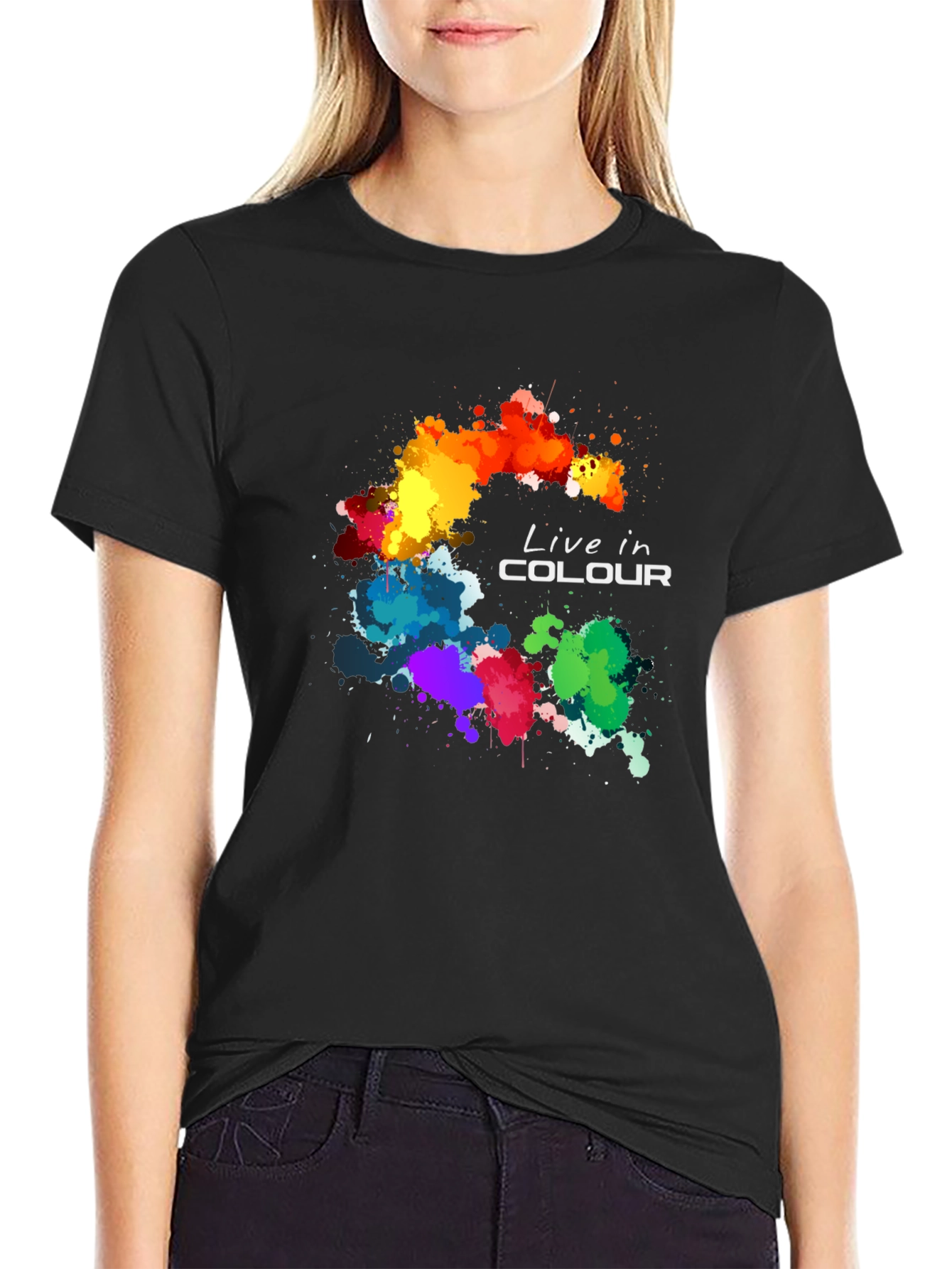 Black Live in Colour Graphic T-Shirt - Black view 2