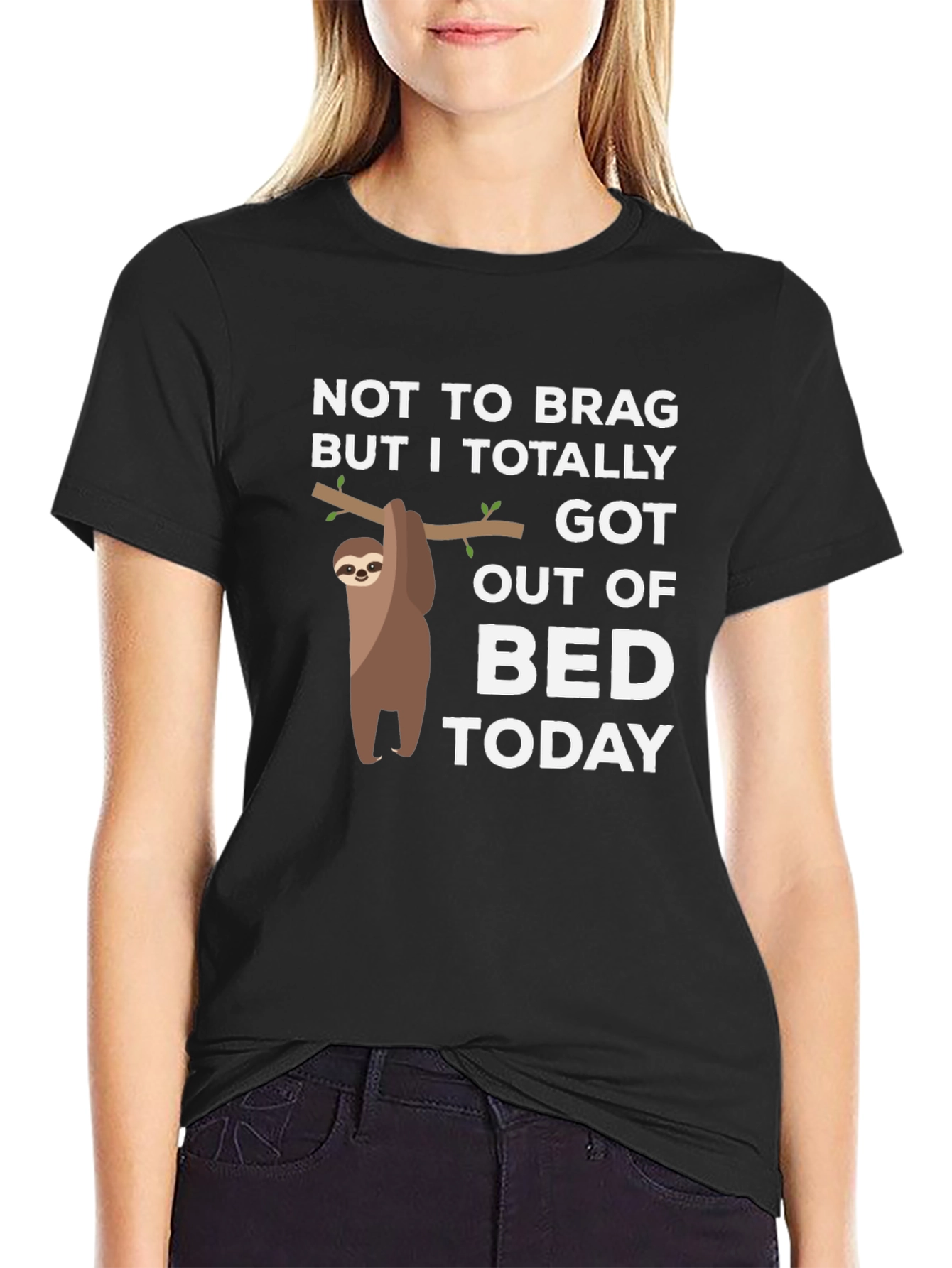 Black Sloth Got Out of Bed T-Shirt - Funny Lazy Tee view 2