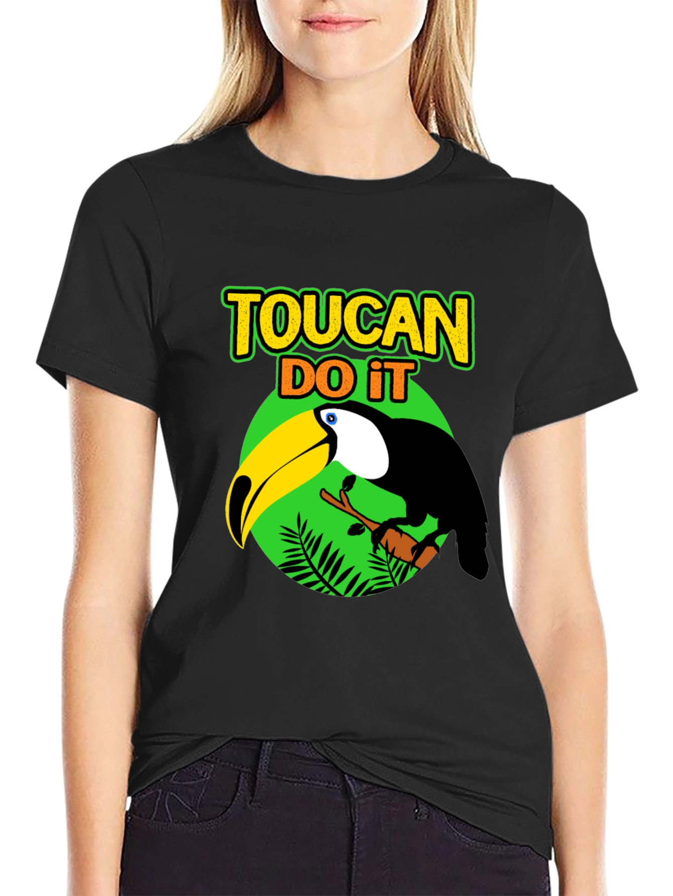 Black Toucan Do It Graphic T-Shirt - Tropical Bird Tee view 2