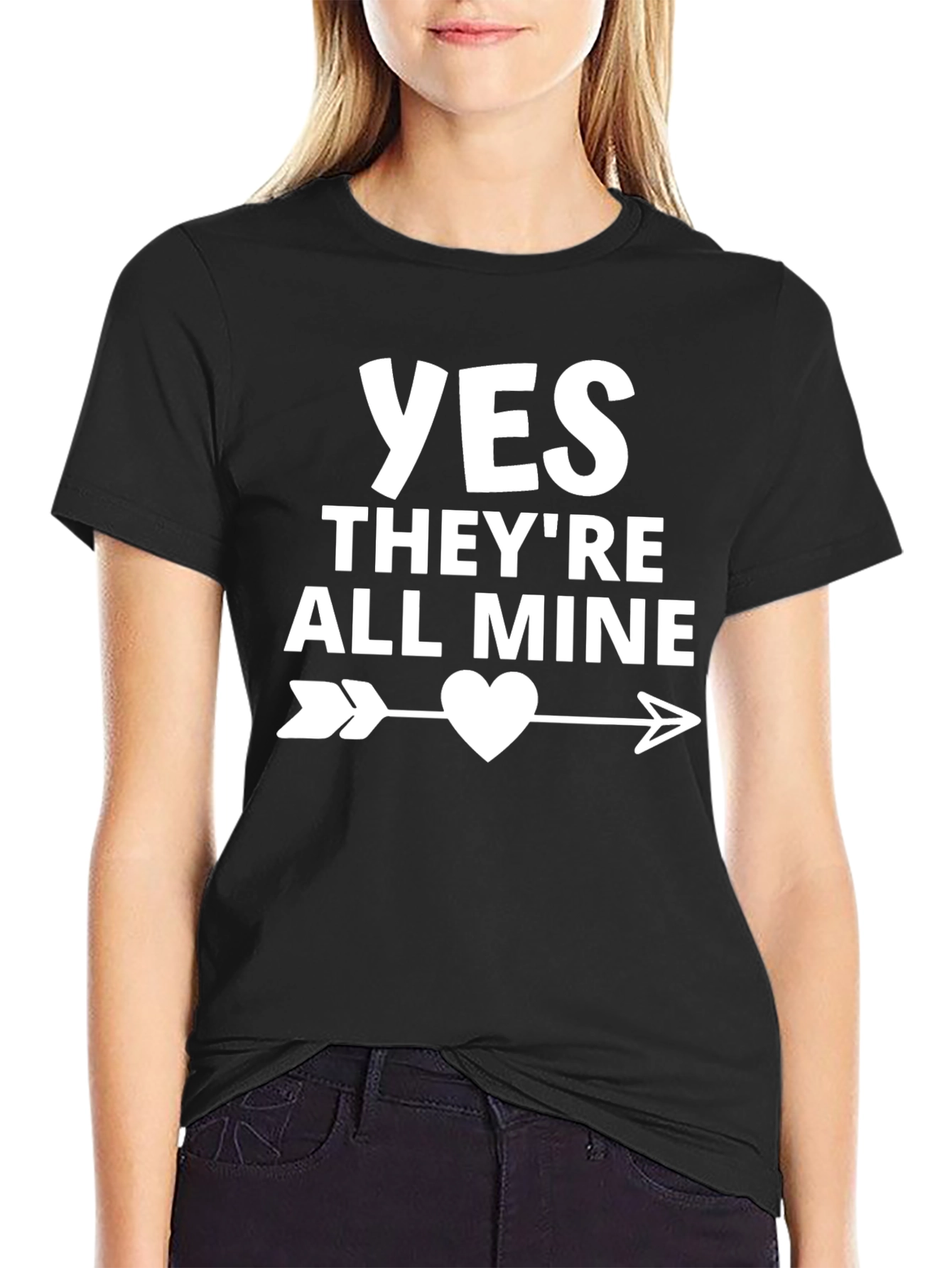 Black Funny "Yes They're All Mine" Graphic T-Shirt view 2
