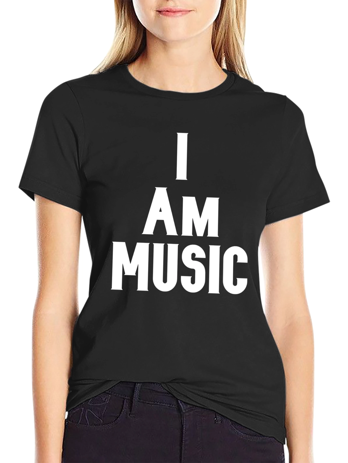 Black I AM MUSIC Graphic Black T-Shirt view 2