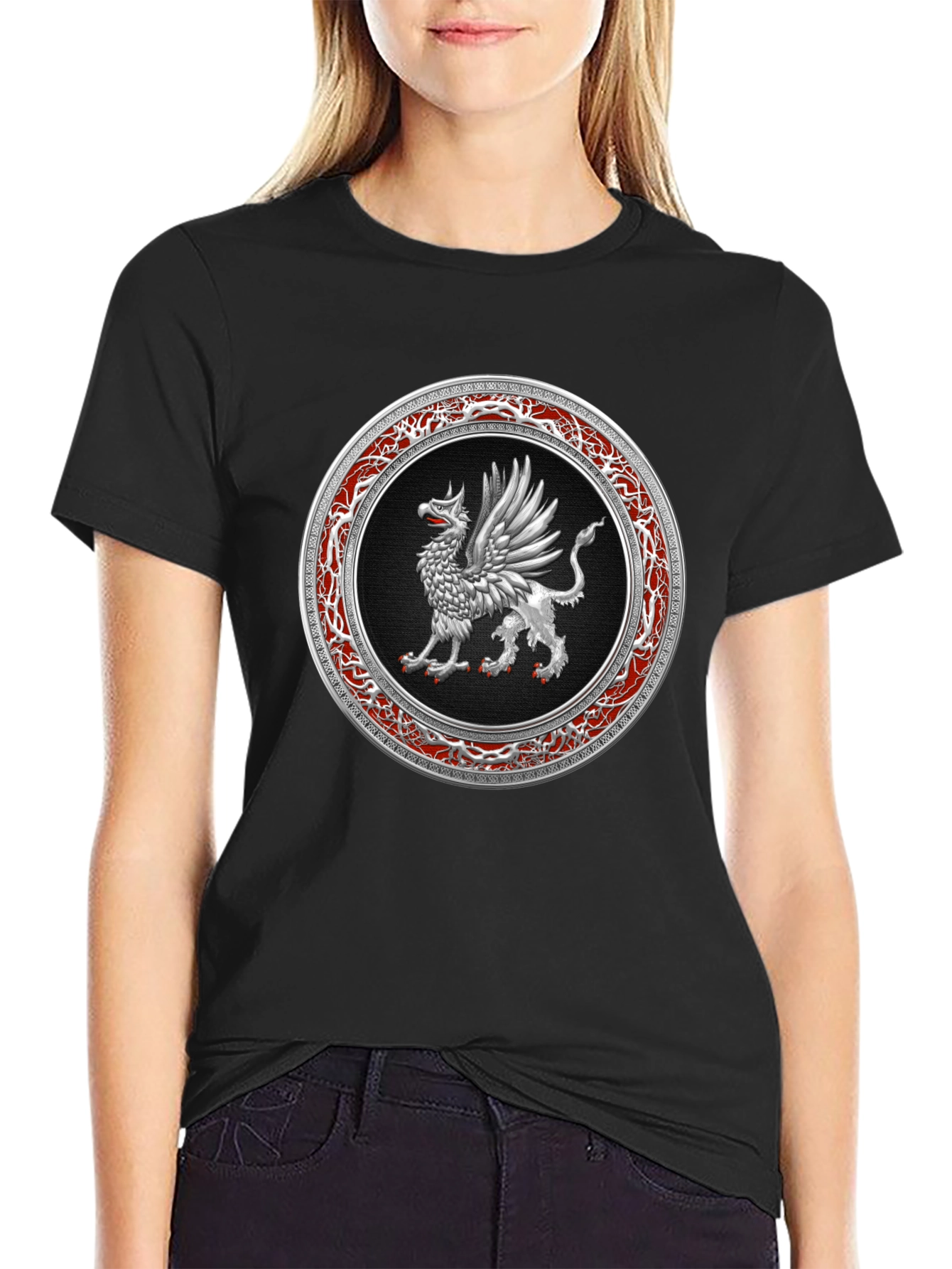 Black Griffin Emblem Black T-Shirt view 2
