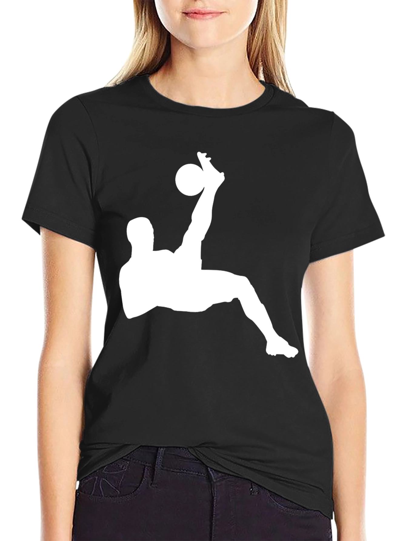 Black Soccer Kick Graphic Tee - Stylish Black T-Shirt view 2