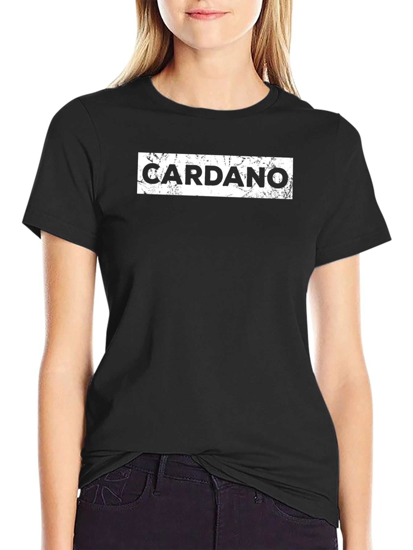 Black Cardano Crypto T-Shirt - Black Distressed Graphic Tee view 2