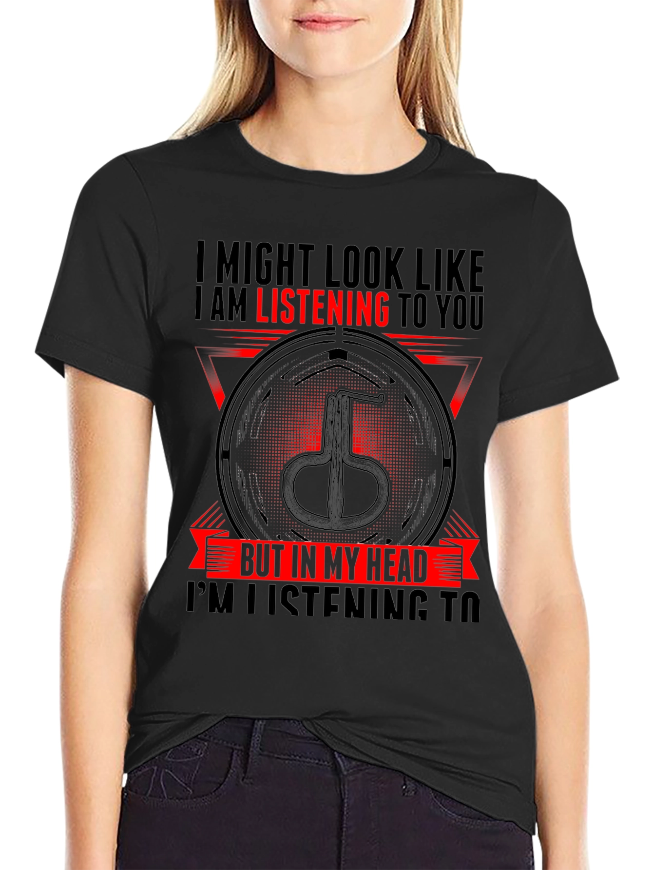 Black I'm Listening To Jaw Harp T-Shirt - Novelty Musical Gift view 2