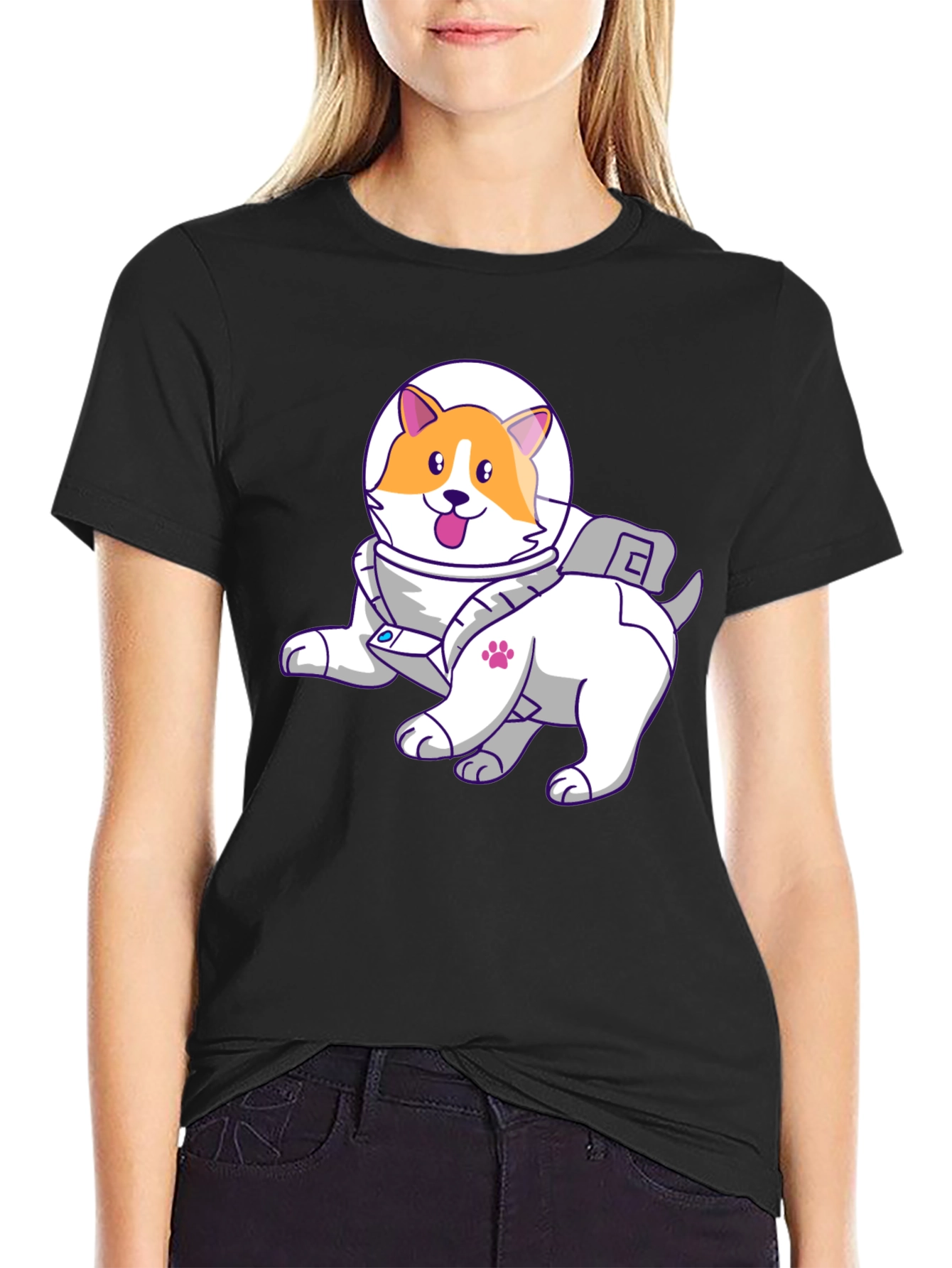 Black Dog Astronaut T-Shirt - Space Pup Tee view 2