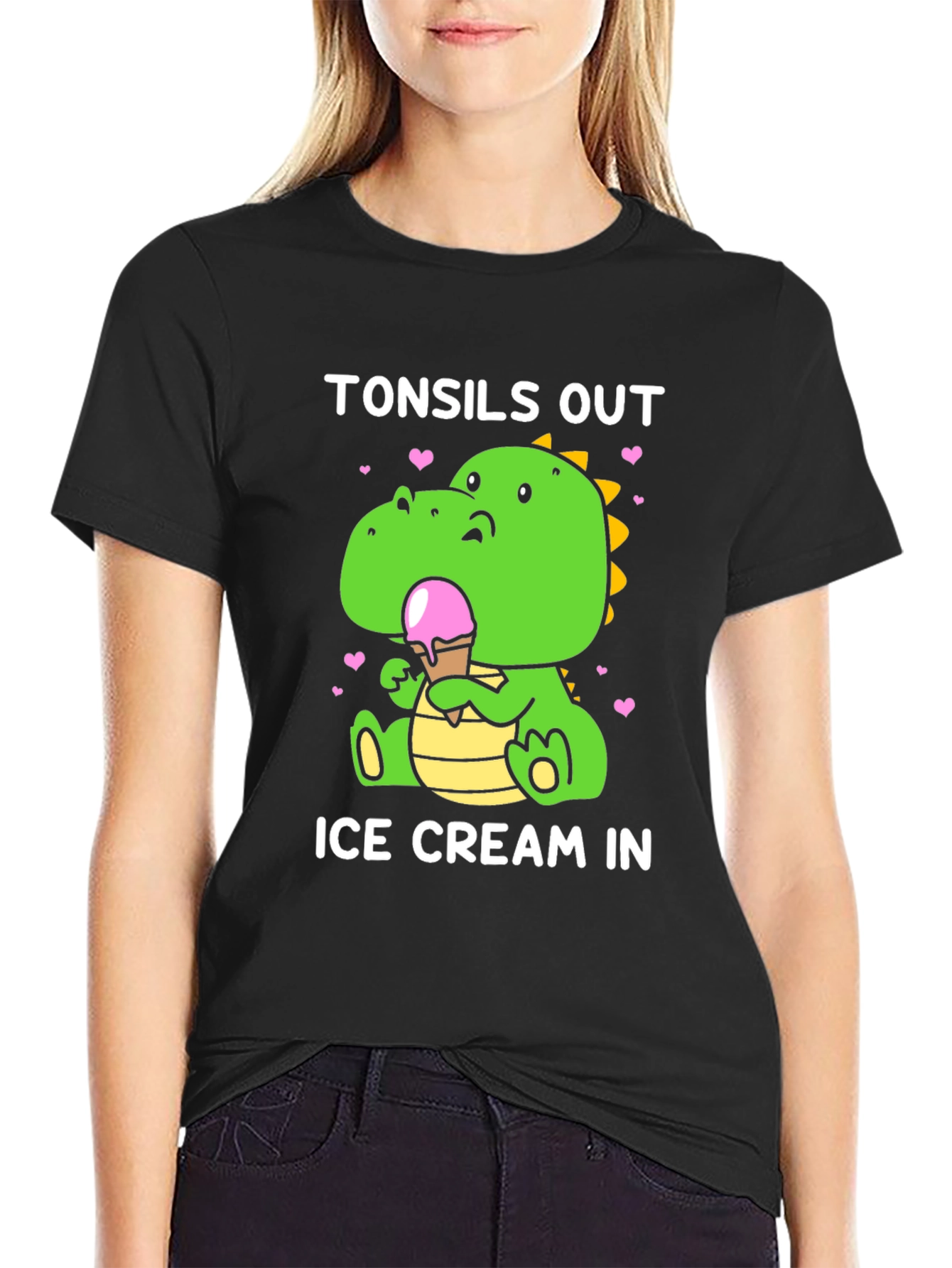 Black Tonsils Out Ice Cream In Dinosaur T-Shirt view 2