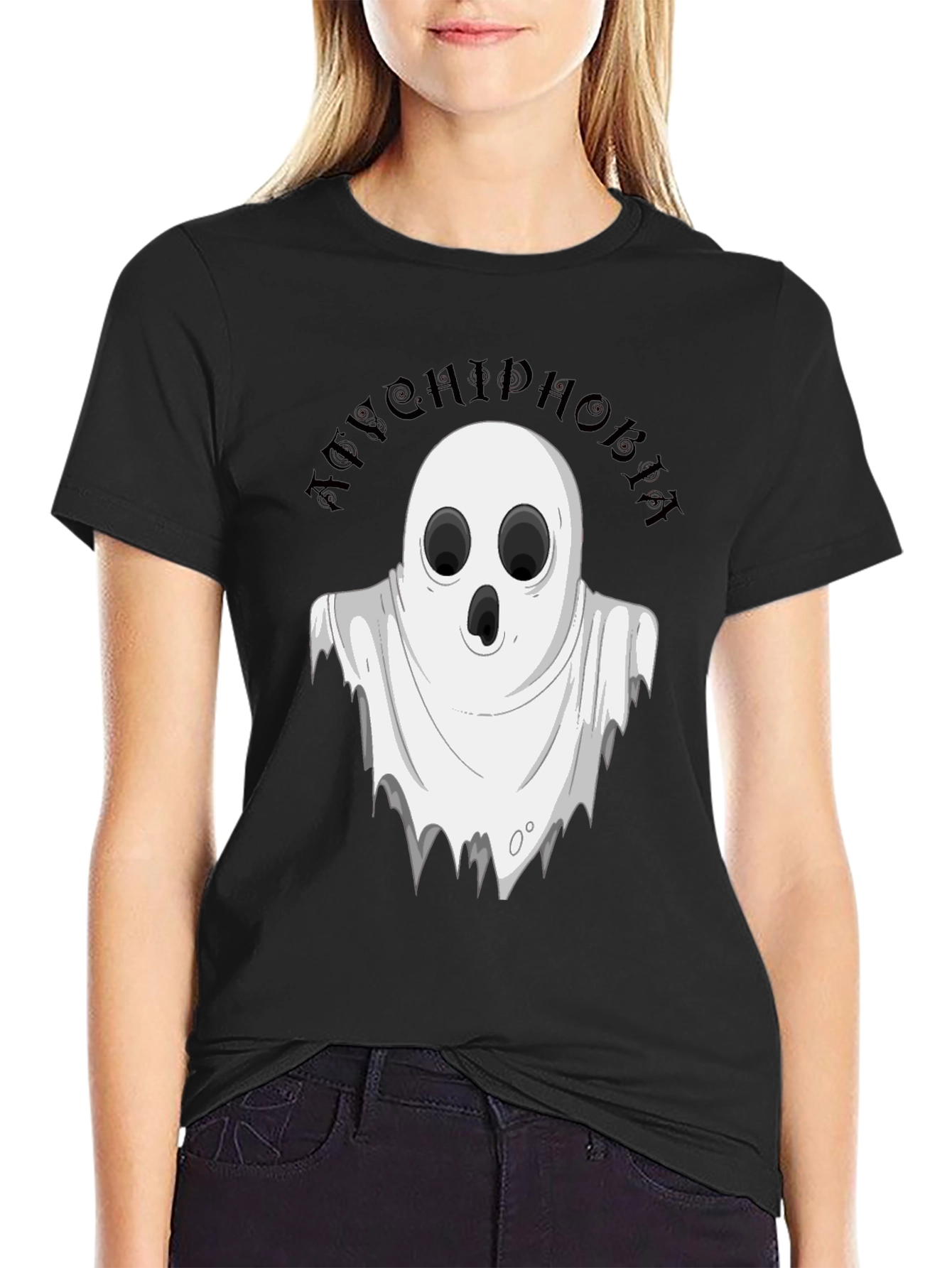 Black Achluophobia Ghost T-Shirt view 2