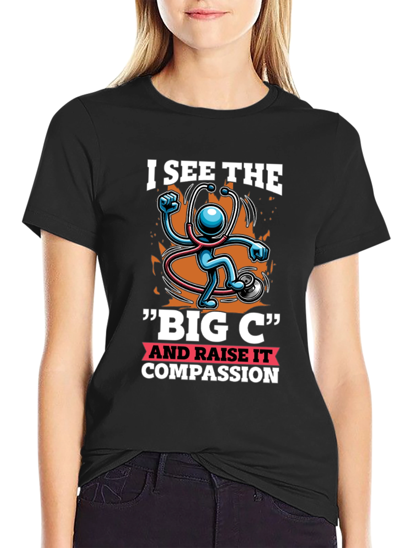 Black I See the Big C & Raise Compassion T-Shirt view 2