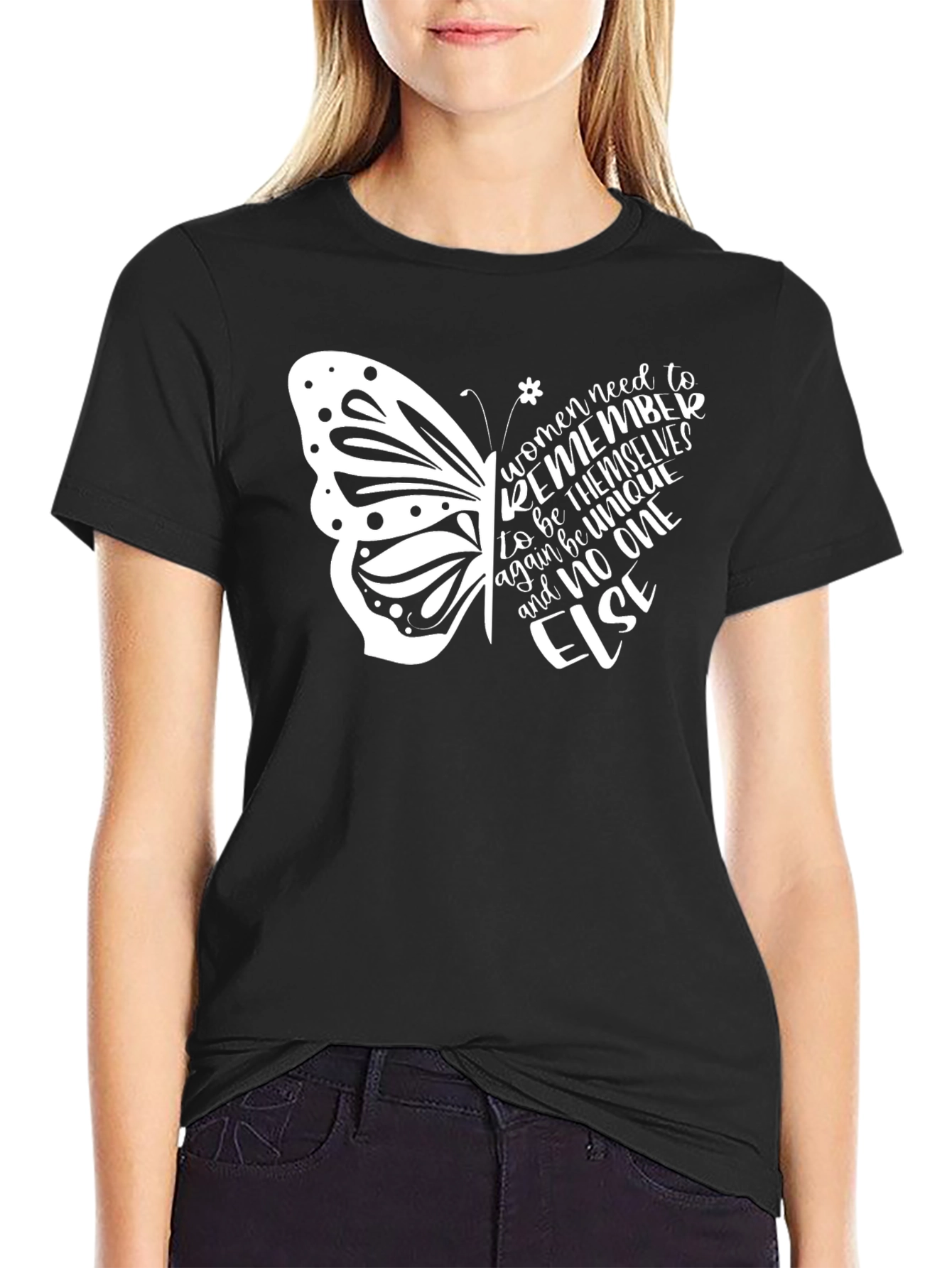 Black Butterfly Women Empowerment T-Shirt view 2