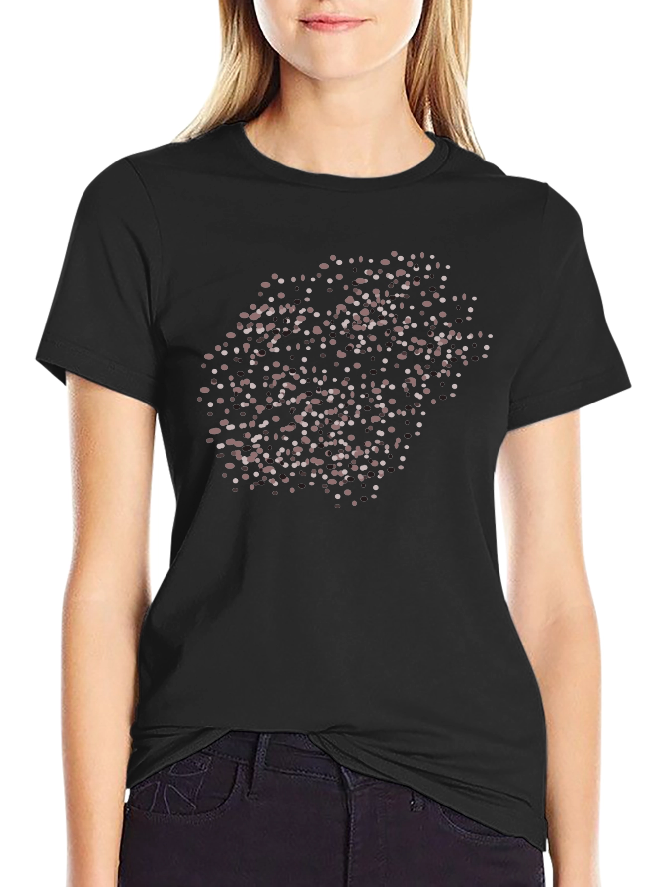 Black Abstract Dots T-Shirt - Modern Graphic Tee view 2