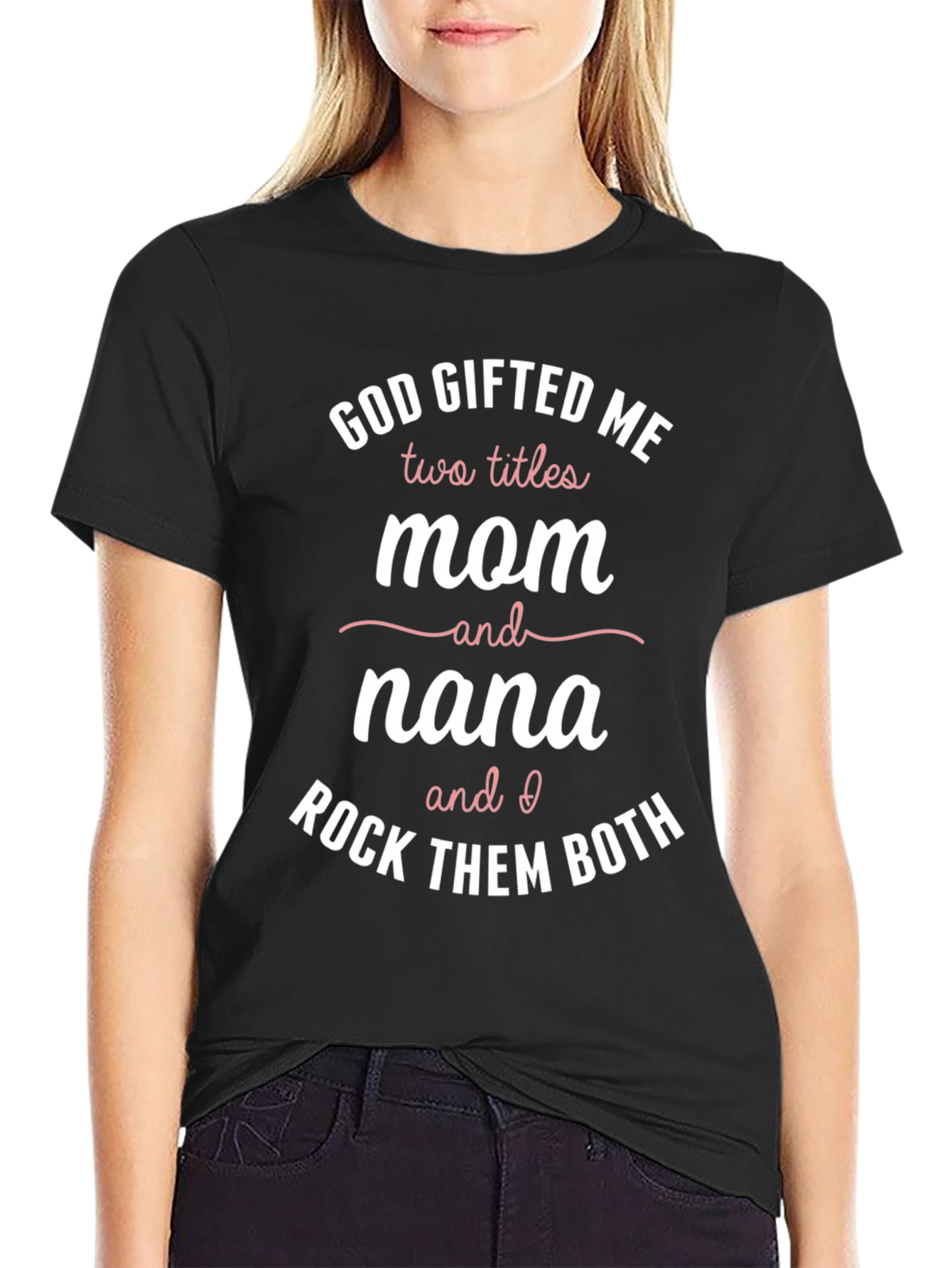 Black God Gifted Me Mom & Nana Graphic Tee view 2