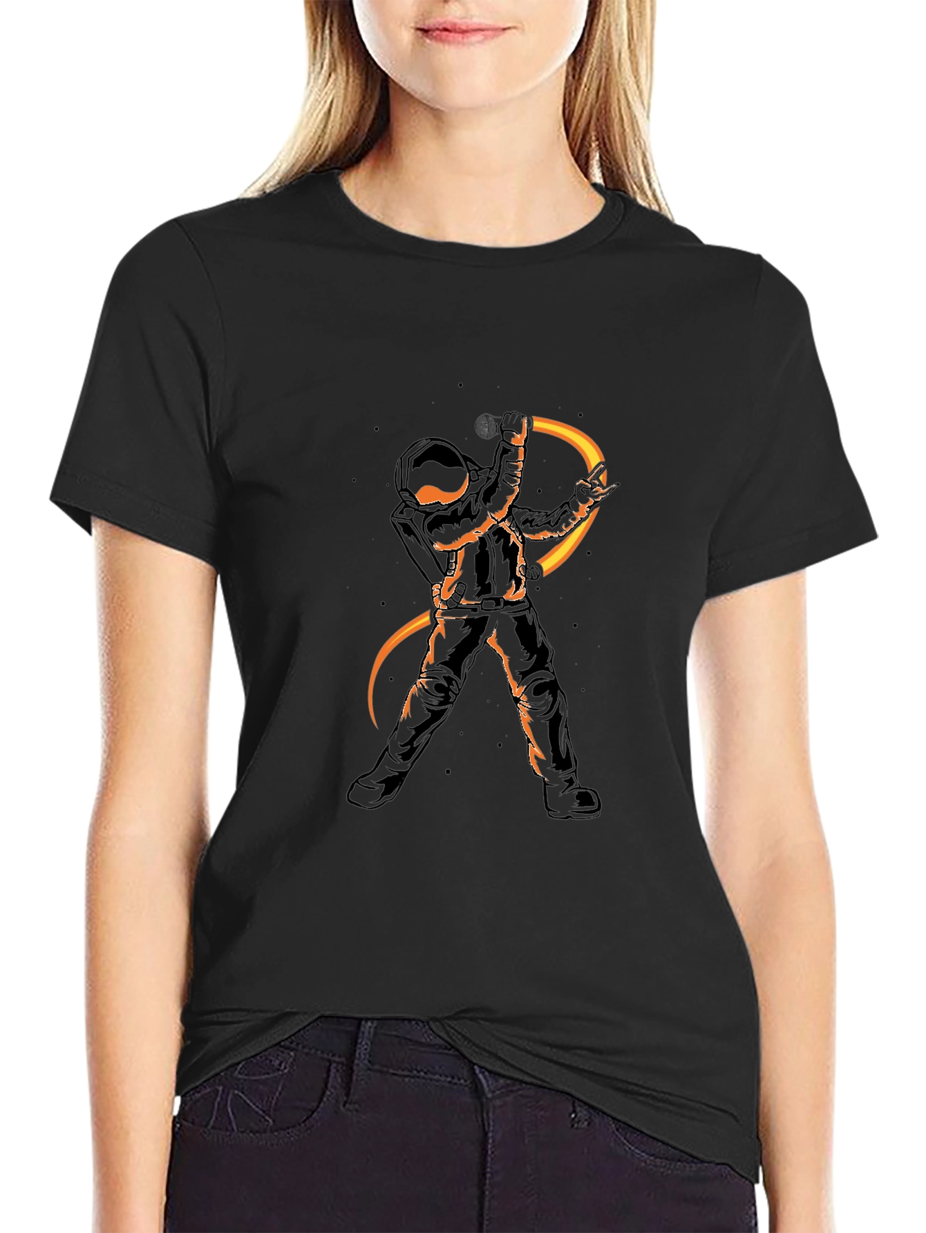 Black Astronaut Graphic Tee - Rock On in Style! view 2