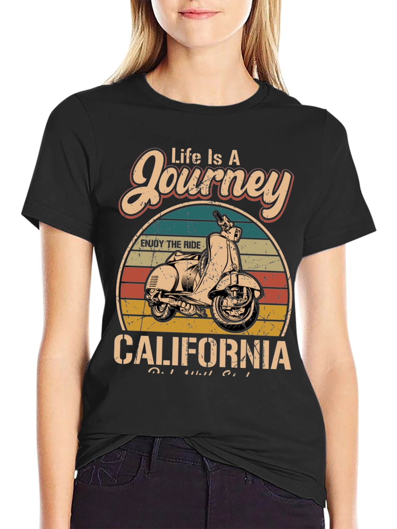 Black Vintage California Scooter T-Shirt view 2