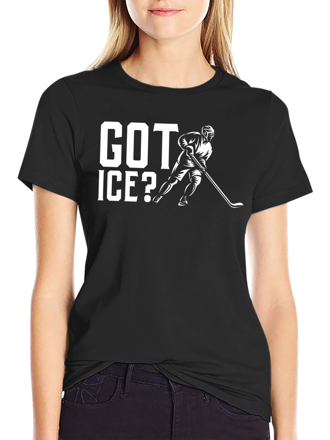 Black Got Ice? Hockey Graphic T-Shirt view 2