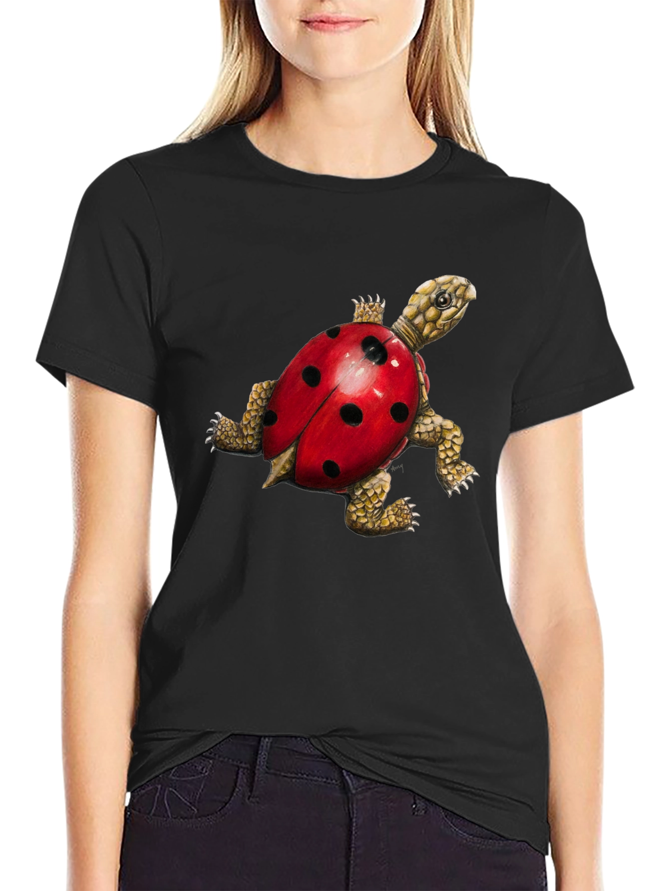Black Turtle Ladybug Black Graphic Tee view 2