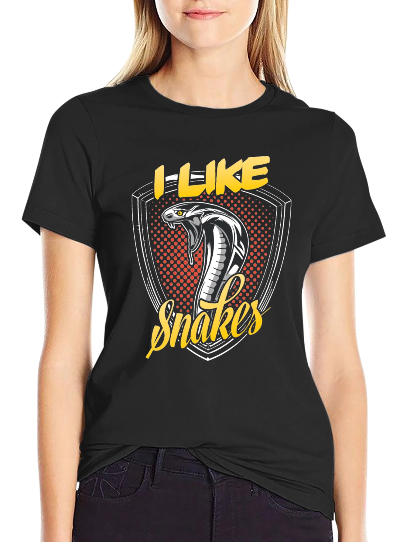 Black I Like Snakes Graphic Tee - Black view 2