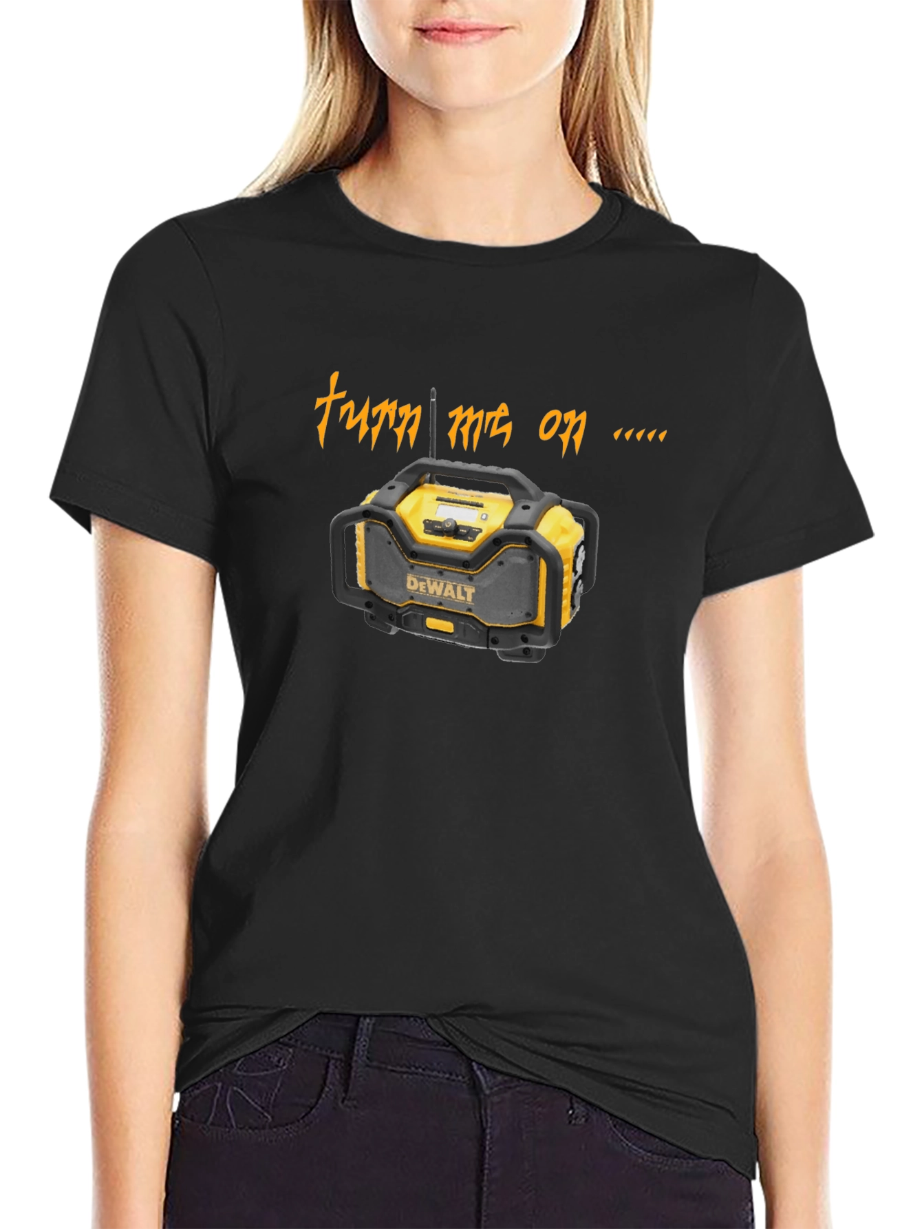 Black Turn Me On Radio Graphic Tee - Novelty Shirt view 2