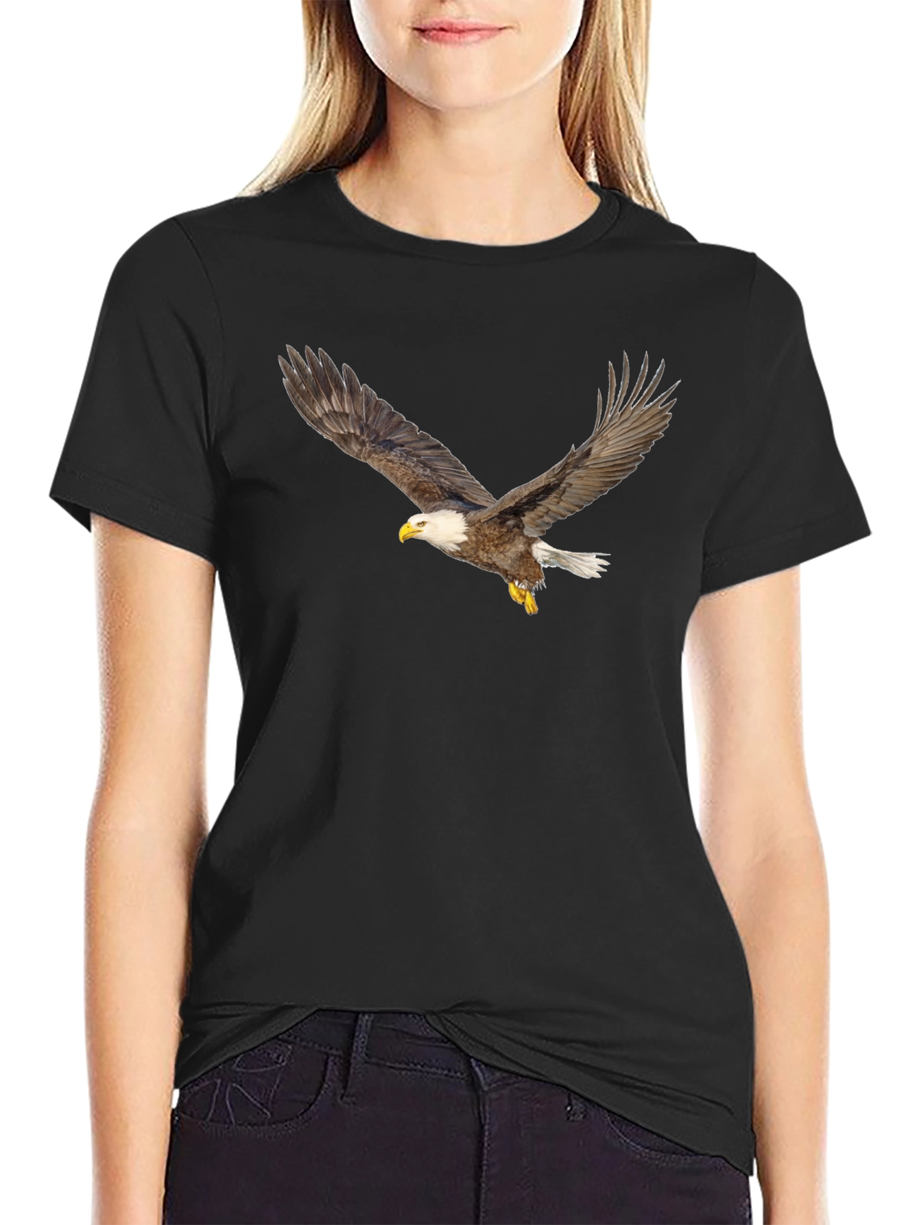 Black Black T-Shirt with Eagle Print view 2