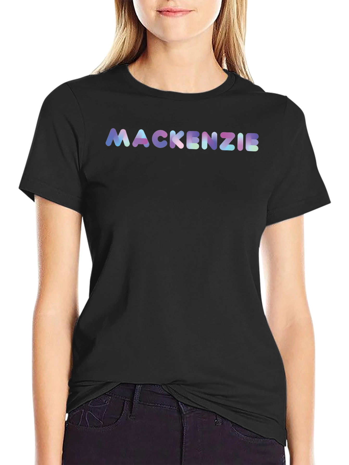 Black Mackenzie Graphic T-Shirt - Black Crew Neck Tee view 2