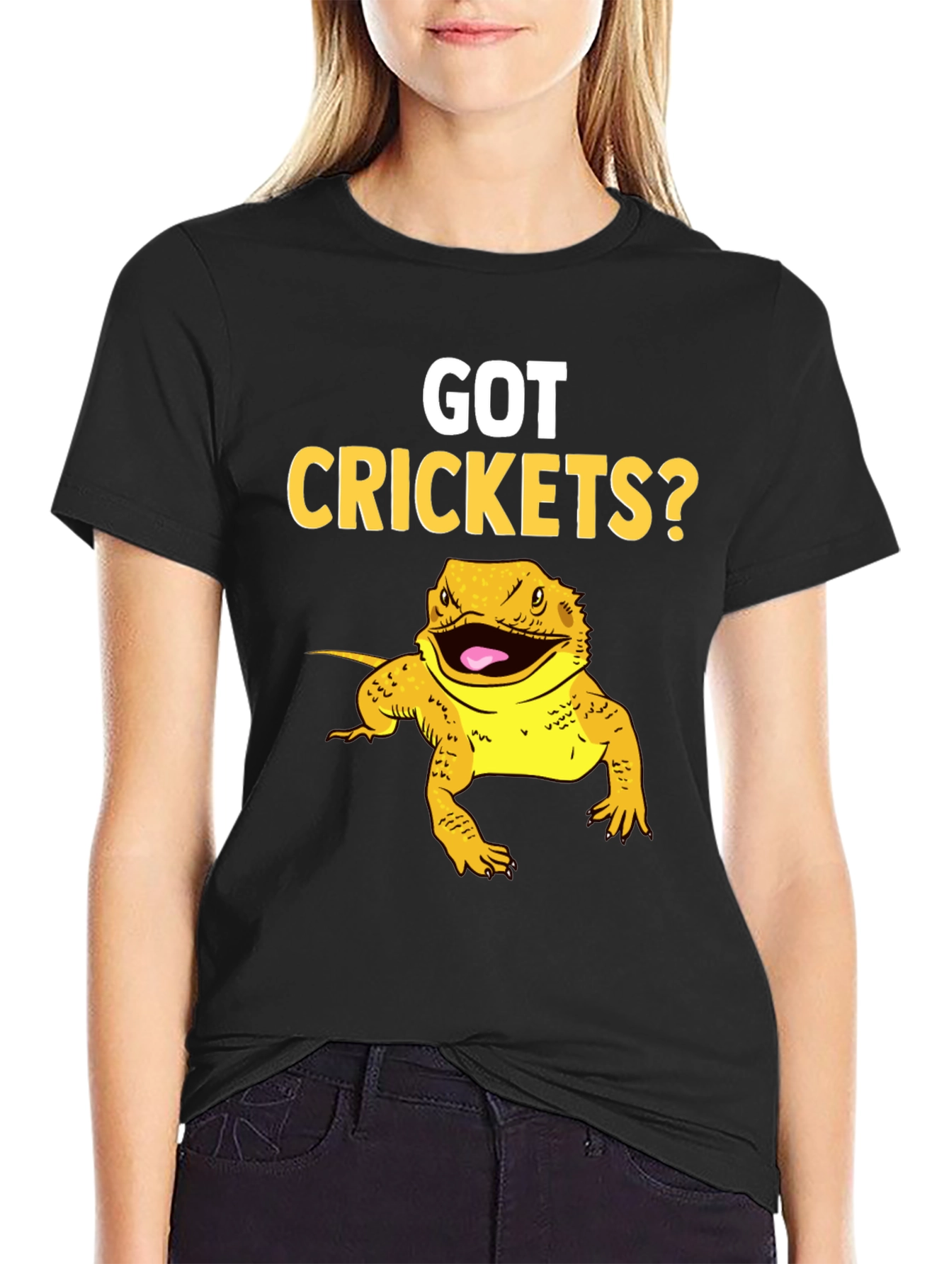 Black Got Crickets? Bearded Dragon Pet T-Shirt view 2