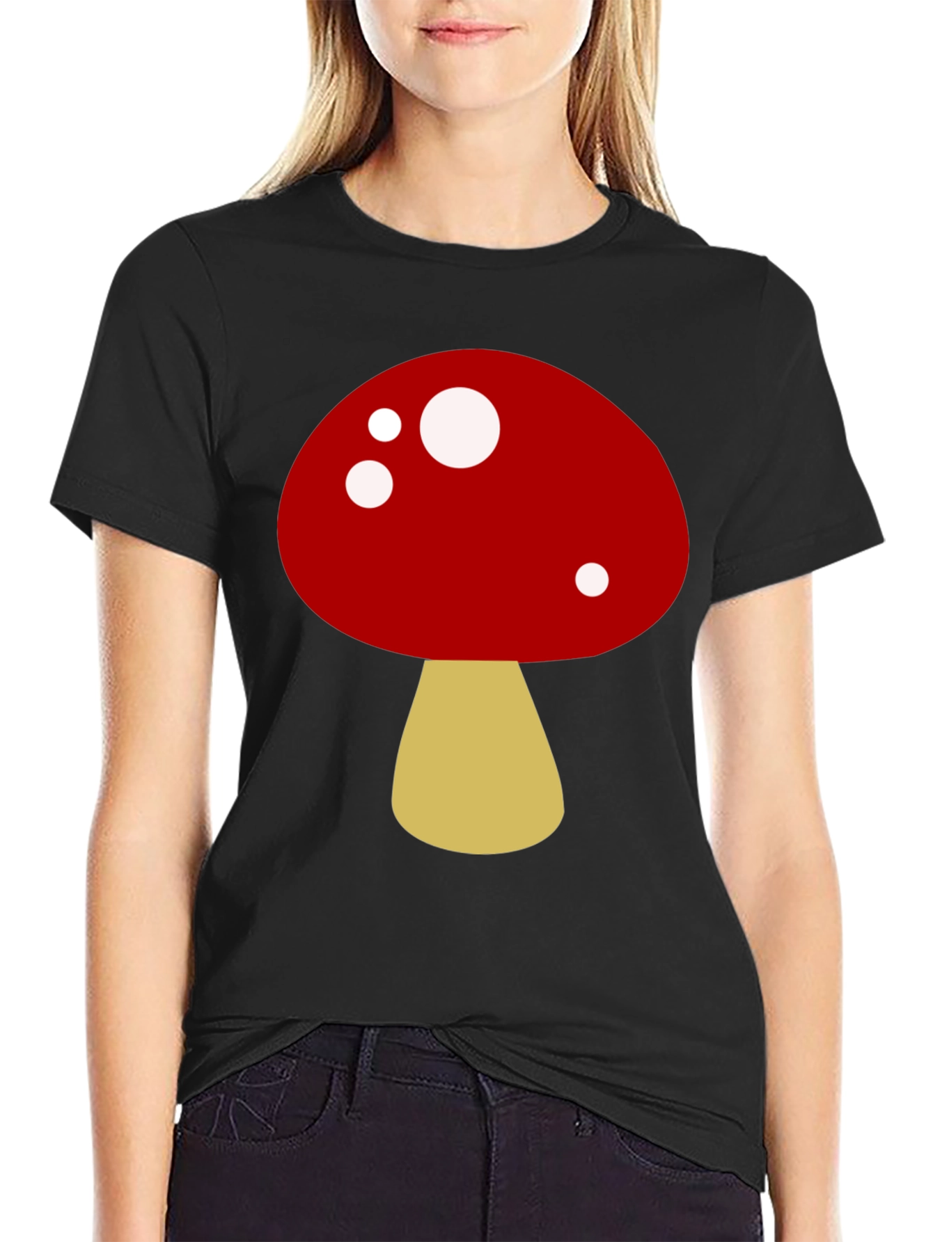 Black Mushroom Graphic Tee - Fun, Casual Style view 2