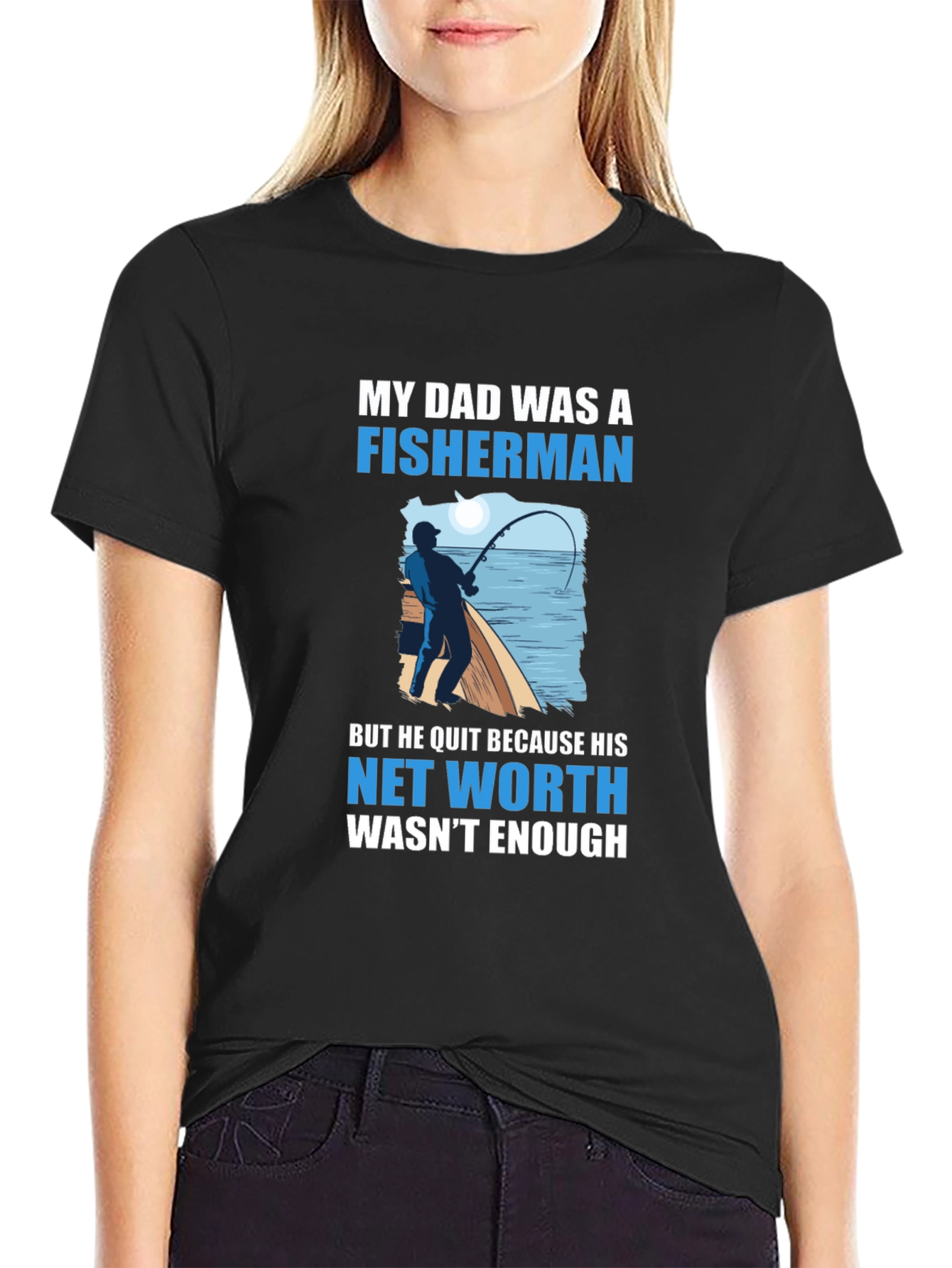 Black Fisherman Dad Joke T-Shirt view 2